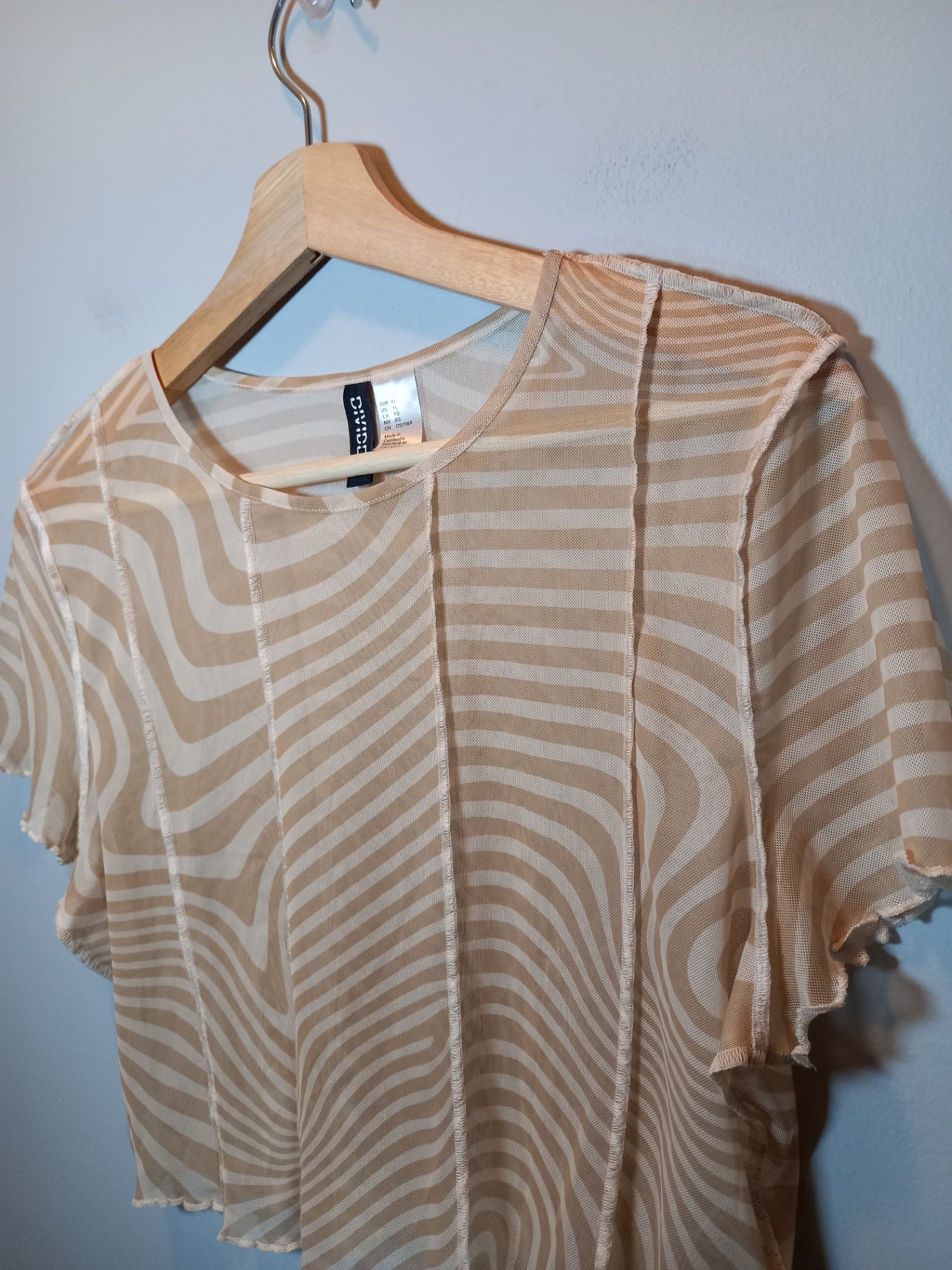 Dividend Sheer Crop Top Blouse Sz XL