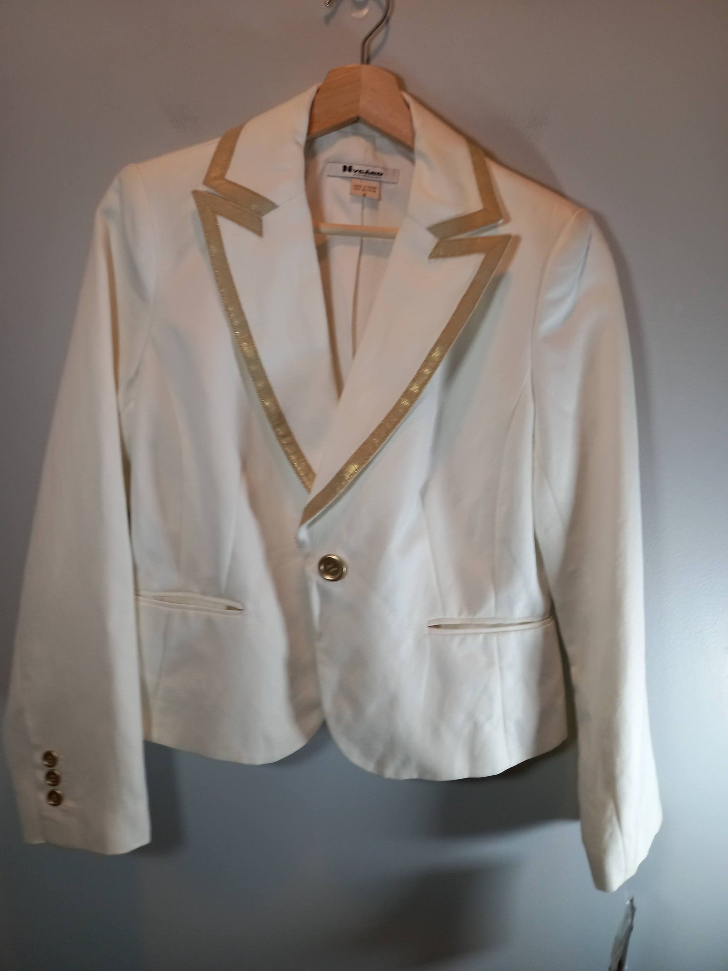 NWT Bianca Nygard White & Gold Linen Blazer Sz 8