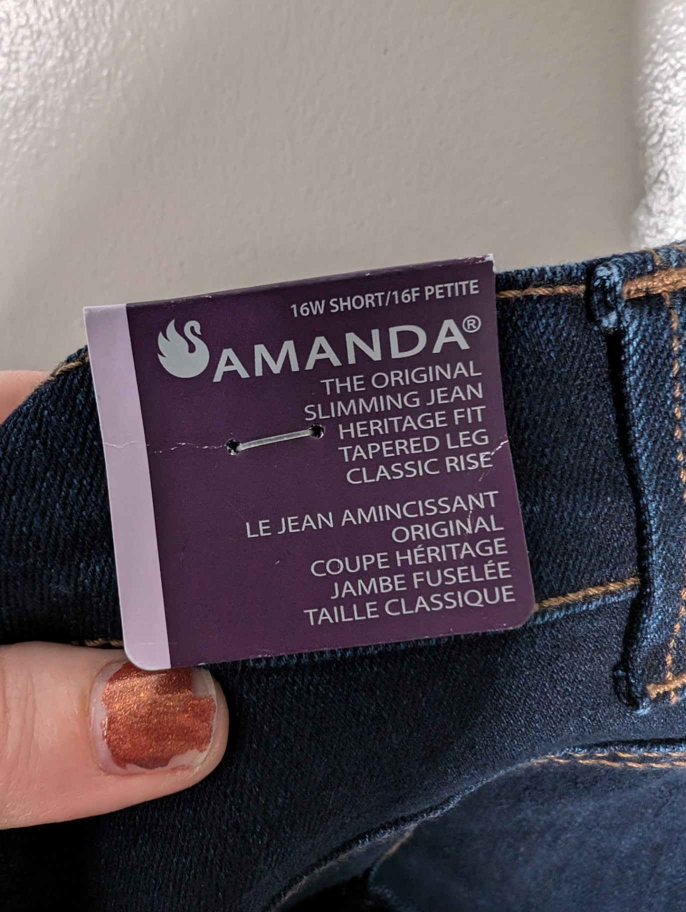 NWT Gloria Vanderbilt Original Slimming Jean - SZ 16W