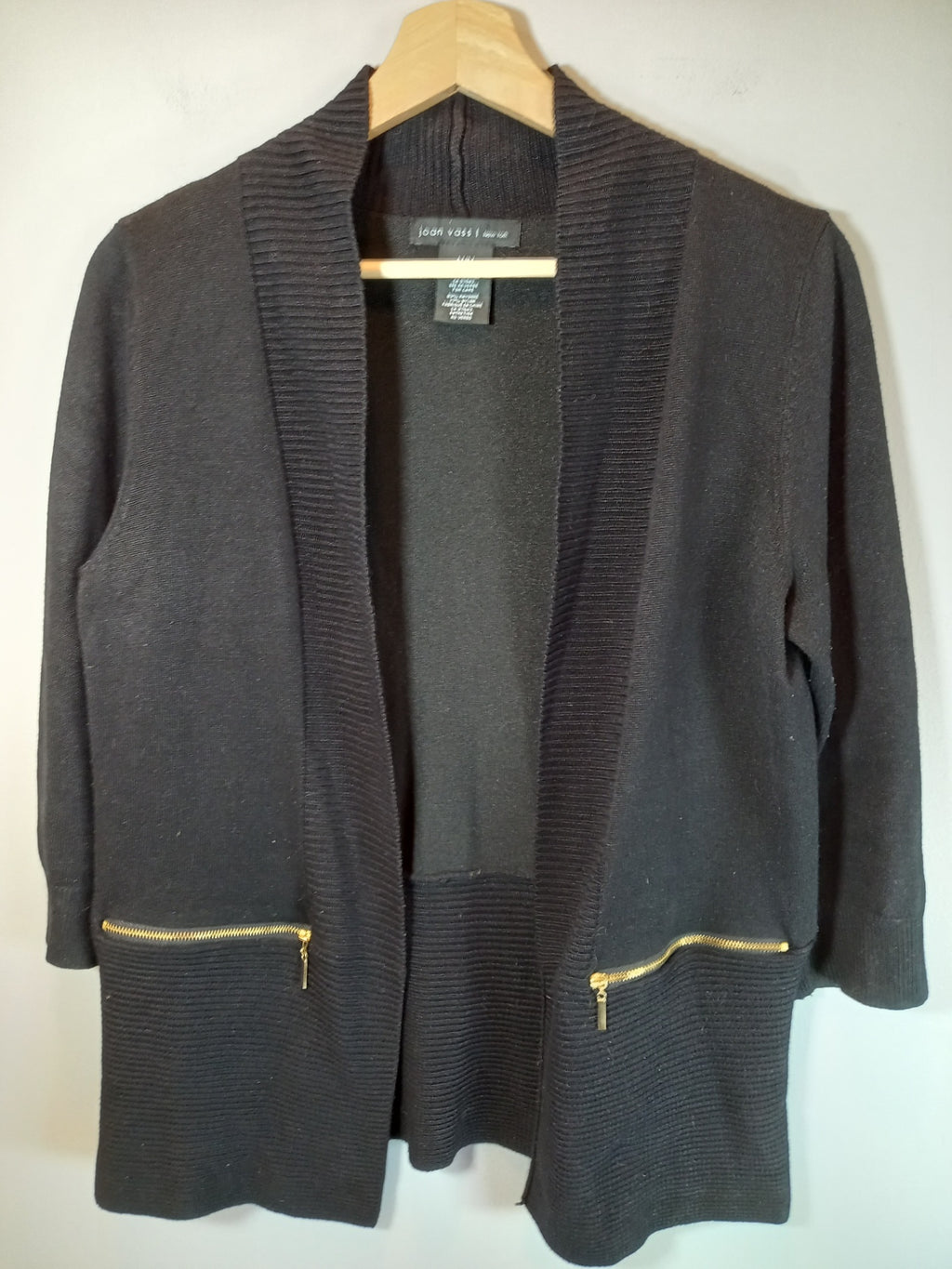 Joan Vass Black Cardigan - Medium