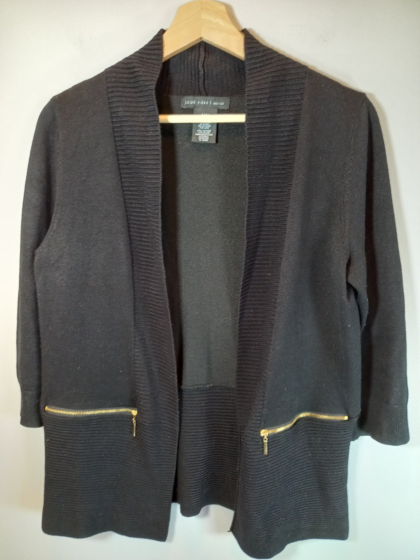Joan Vass Black Cardigan - Medium
