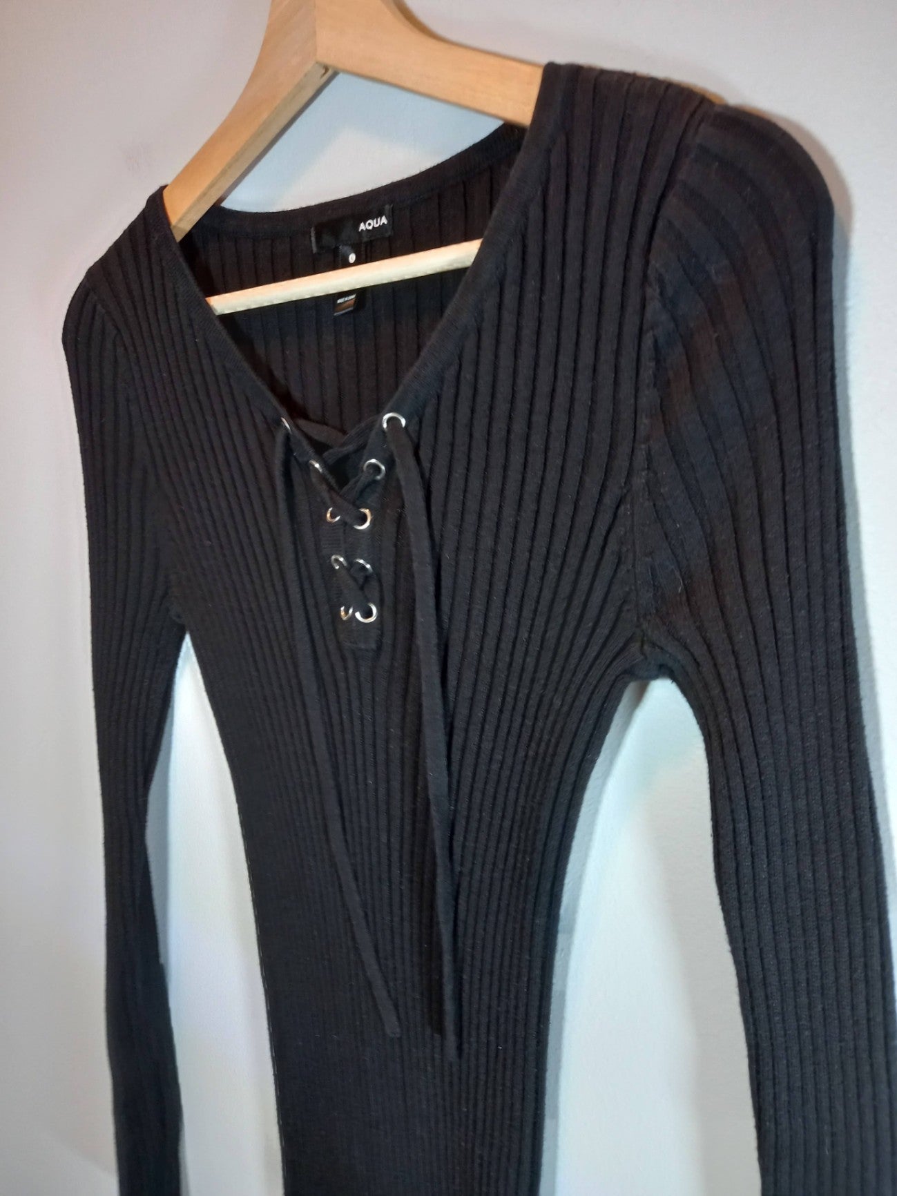 Aqua Black Sweater Dress Sz L