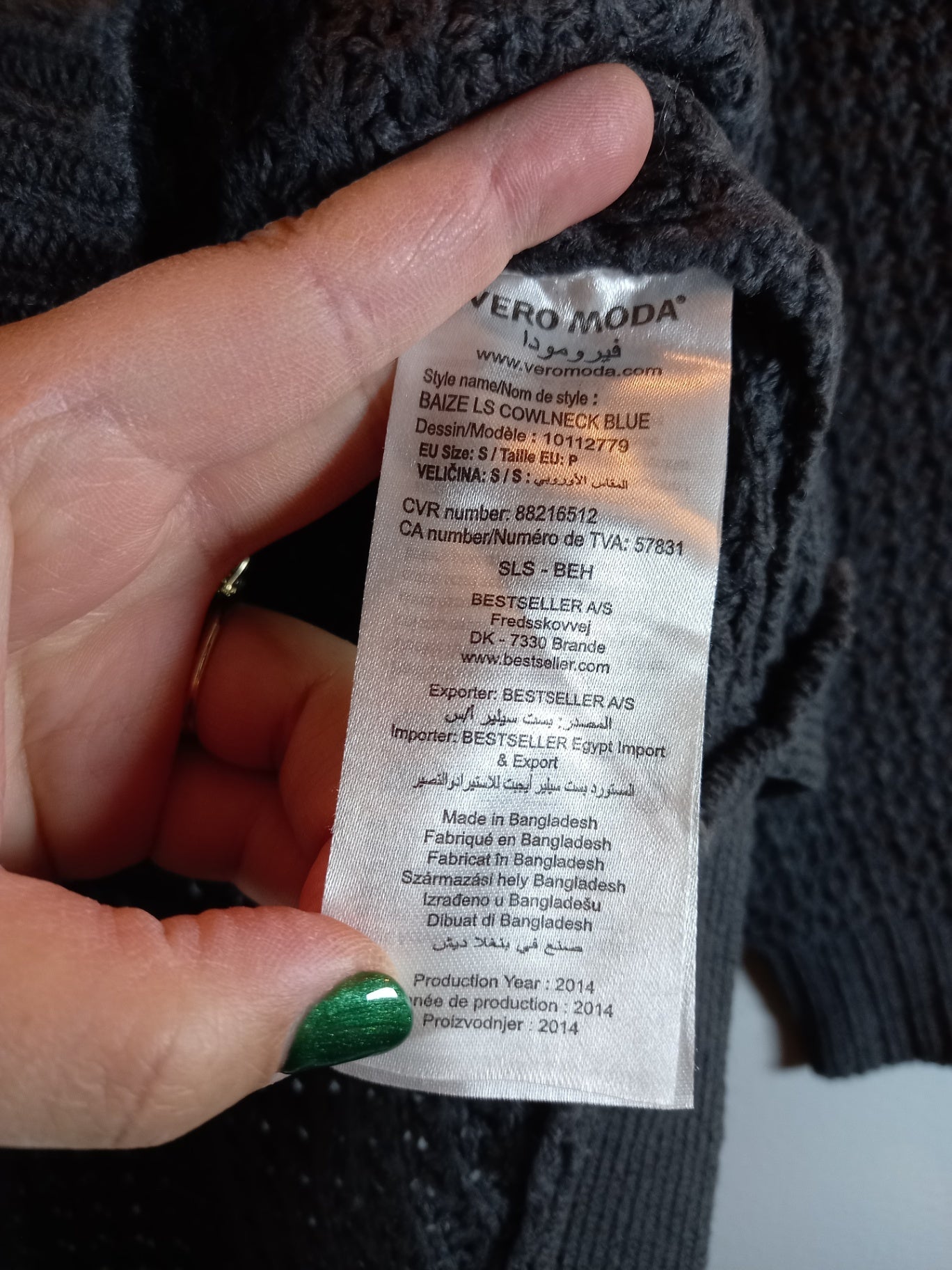 Vero Moda Black Long Turtleneck Sz S