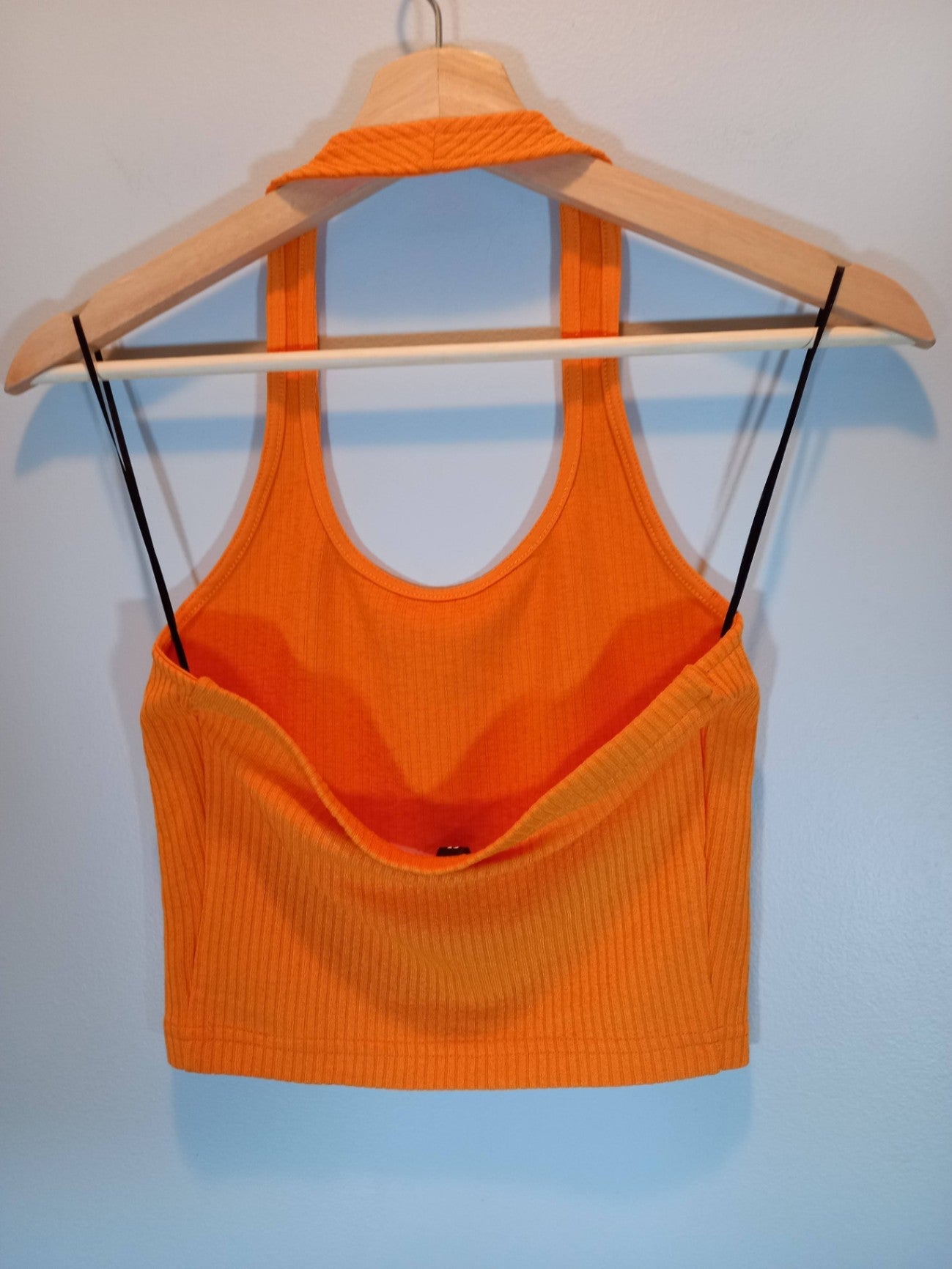 Divided H&M Orange Halter Crop Top Sz S