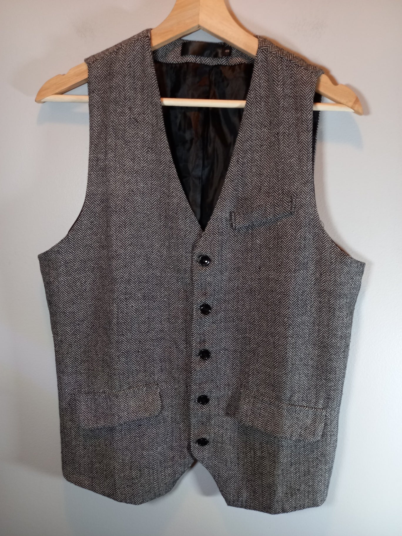 Black & Grey Woven Vest Sz S