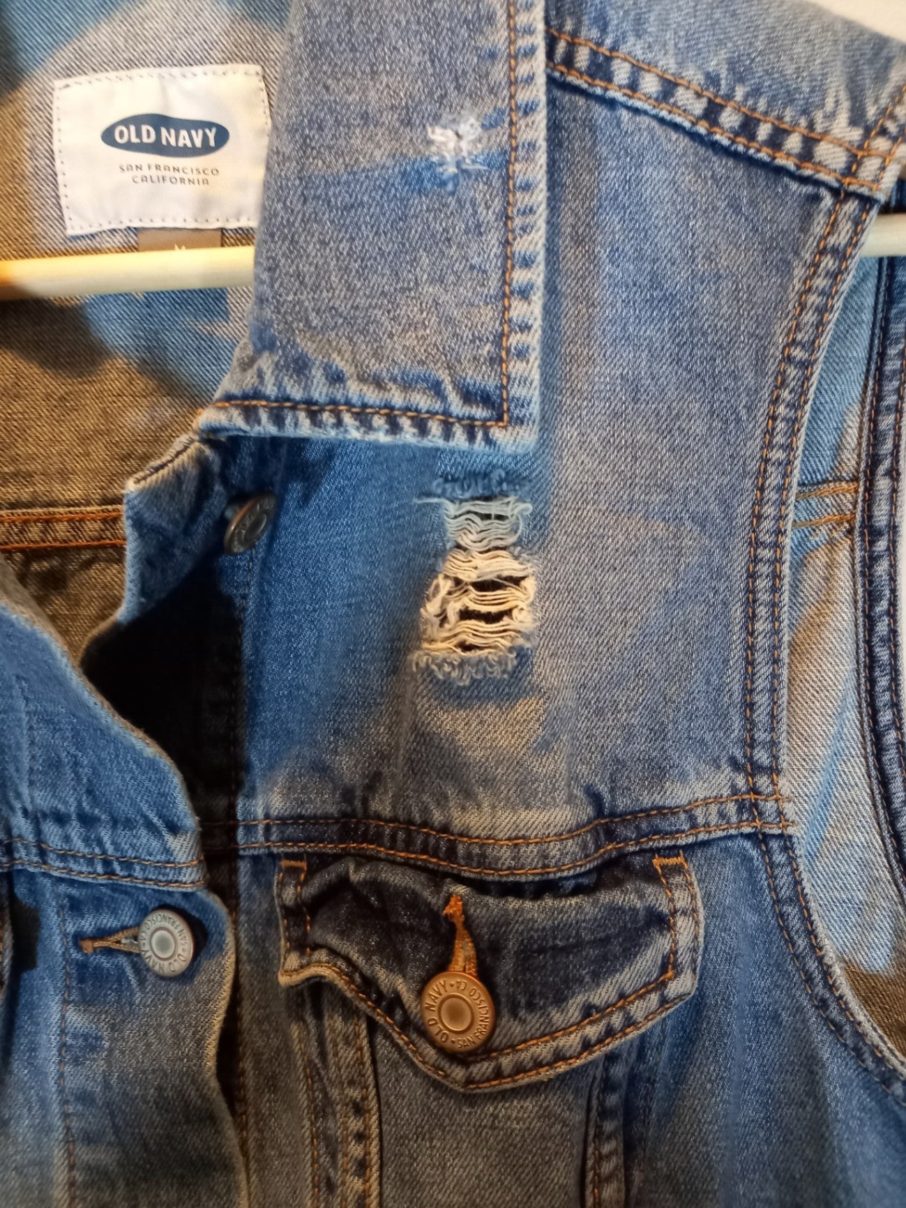 Old Navy Jean Distressed Vest Sz M