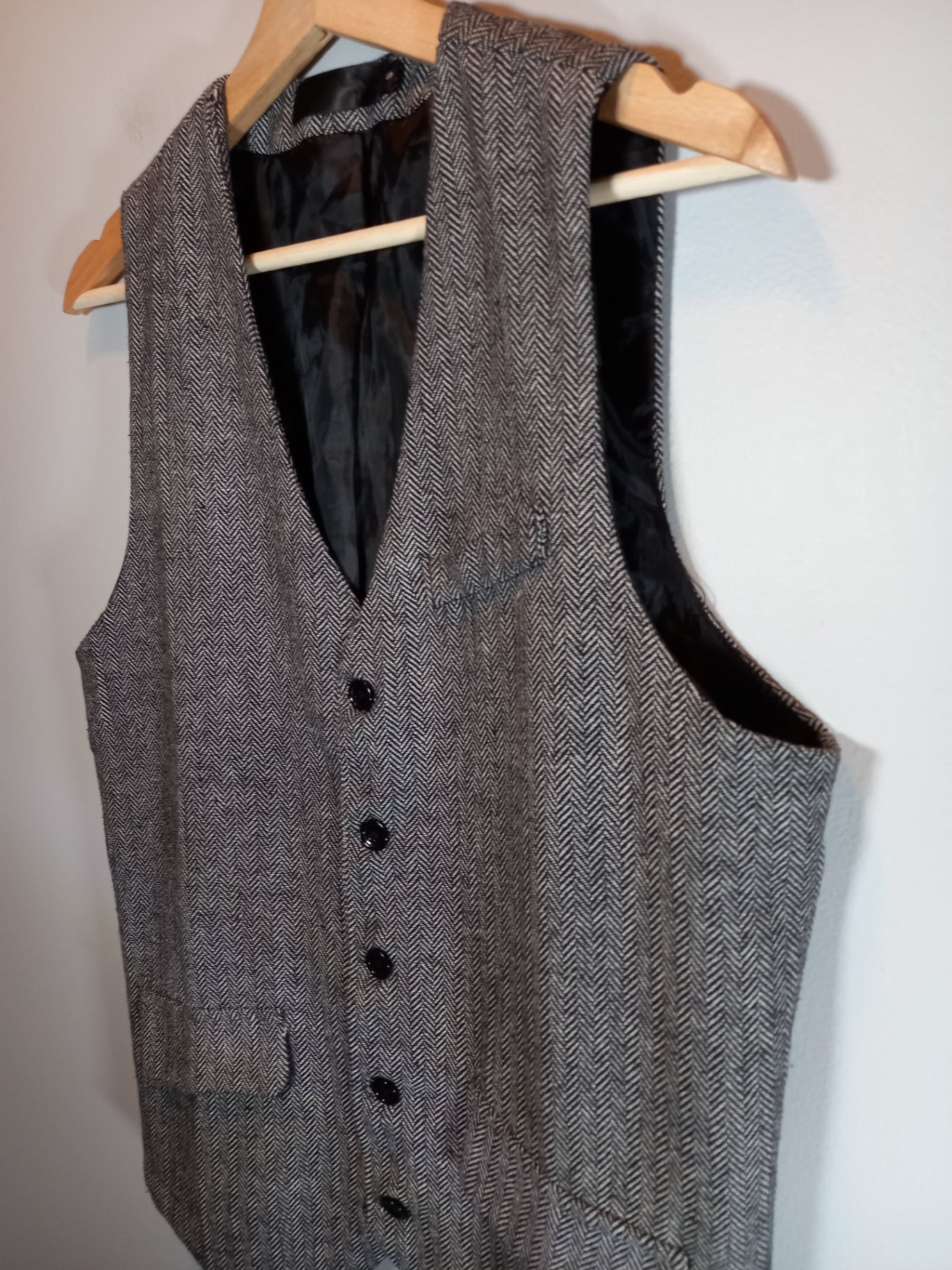 Black & Grey Woven Vest Sz S