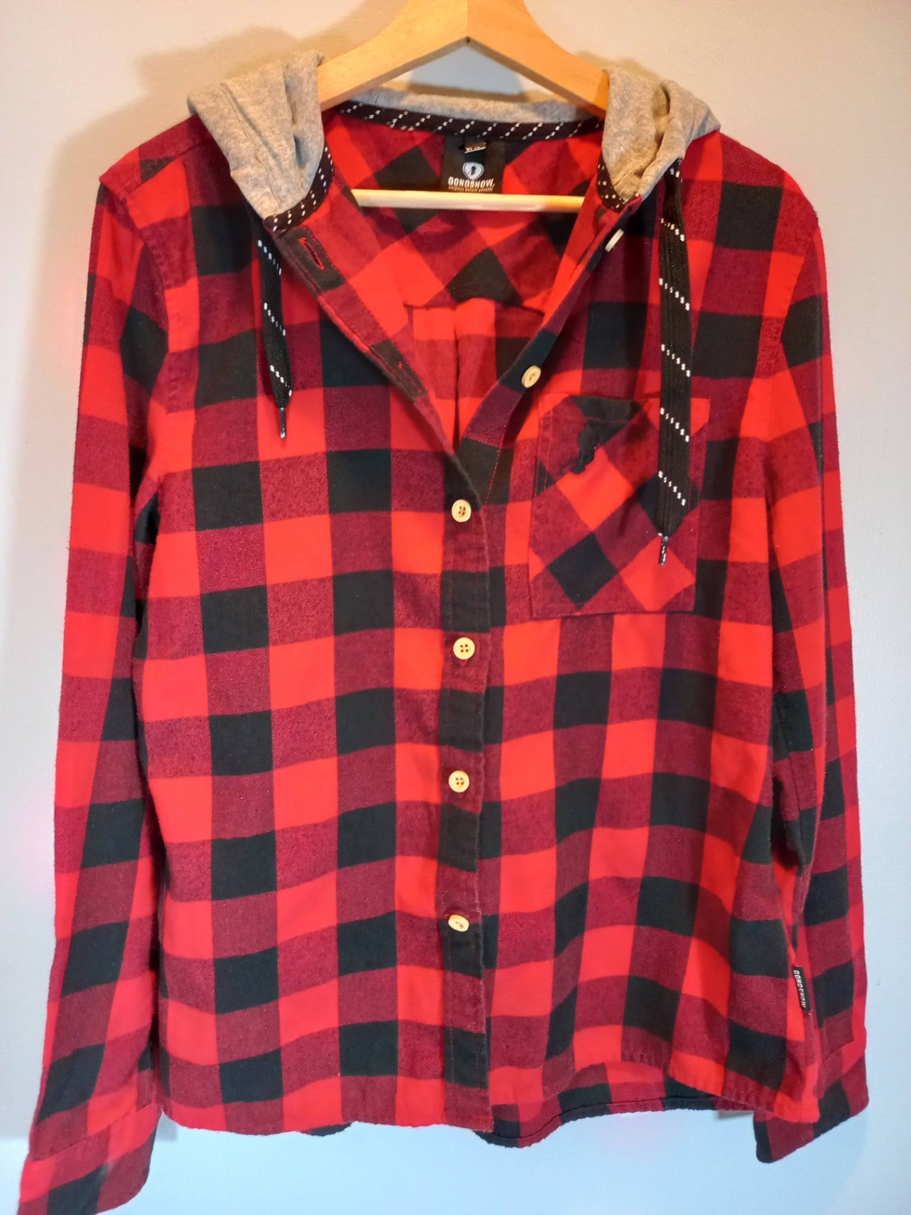 Gongshow Red & Black Checkered Flannel Sz XL