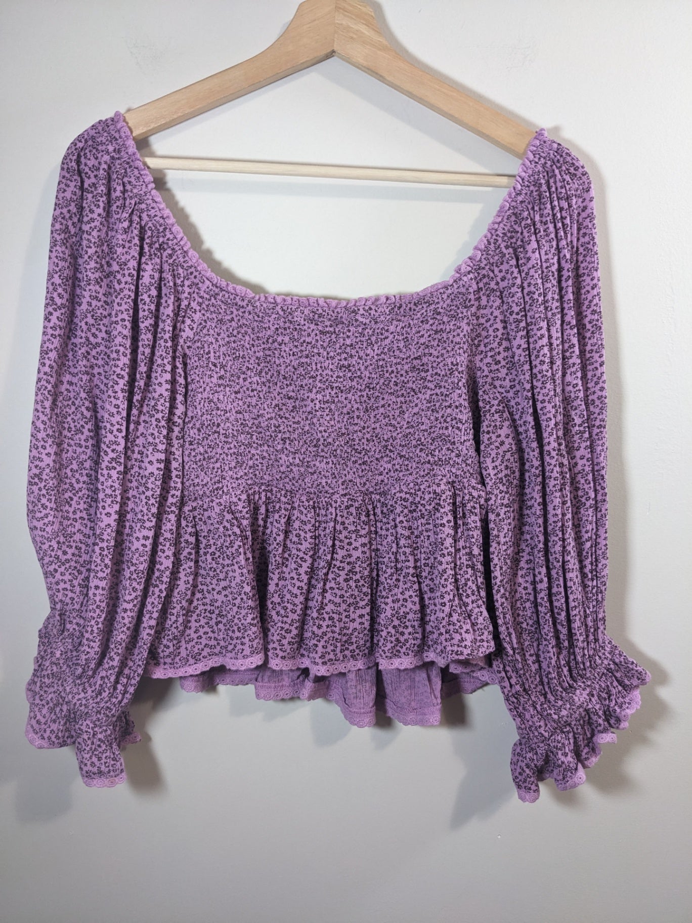 Free People Purple Floral Blouse - Medium