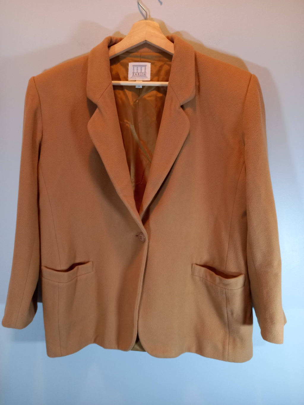 Emblem Camel Wool Cashmere Coat Sz 13