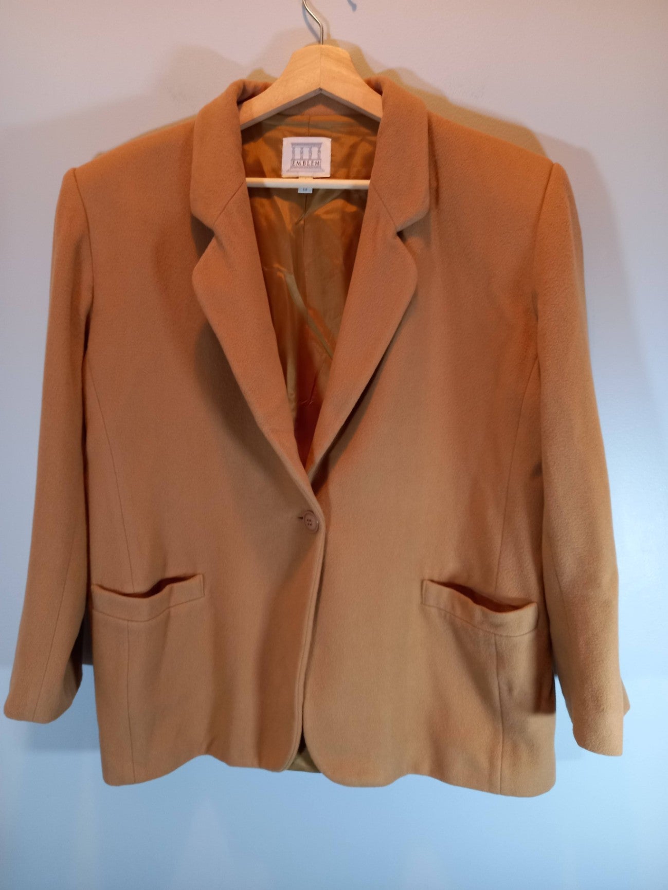 Emblem Camel Wool Cashmere Coat Sz 13