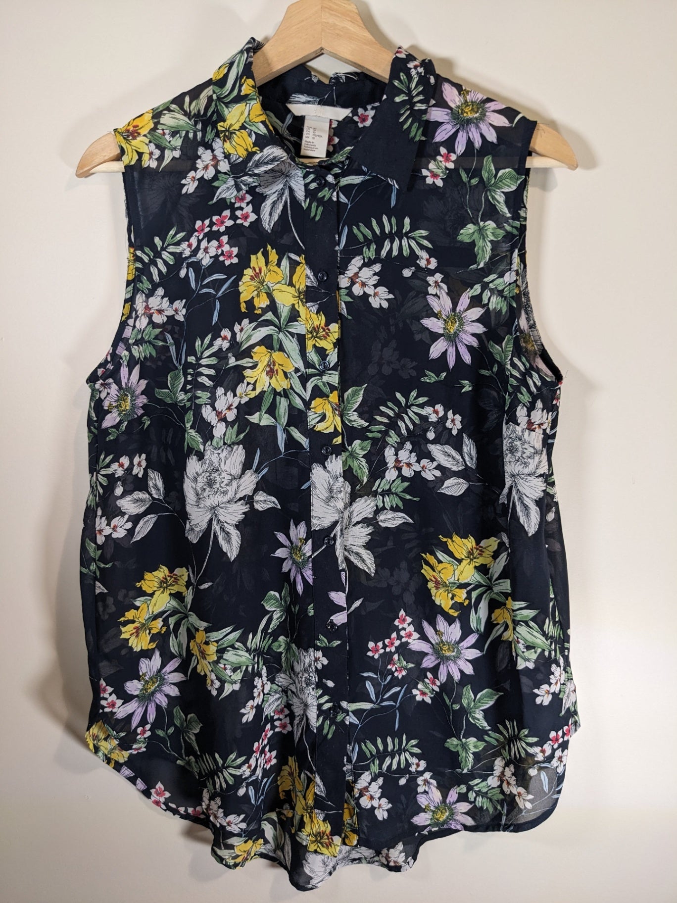 H&M Navy Floral Blouse - Sz 10