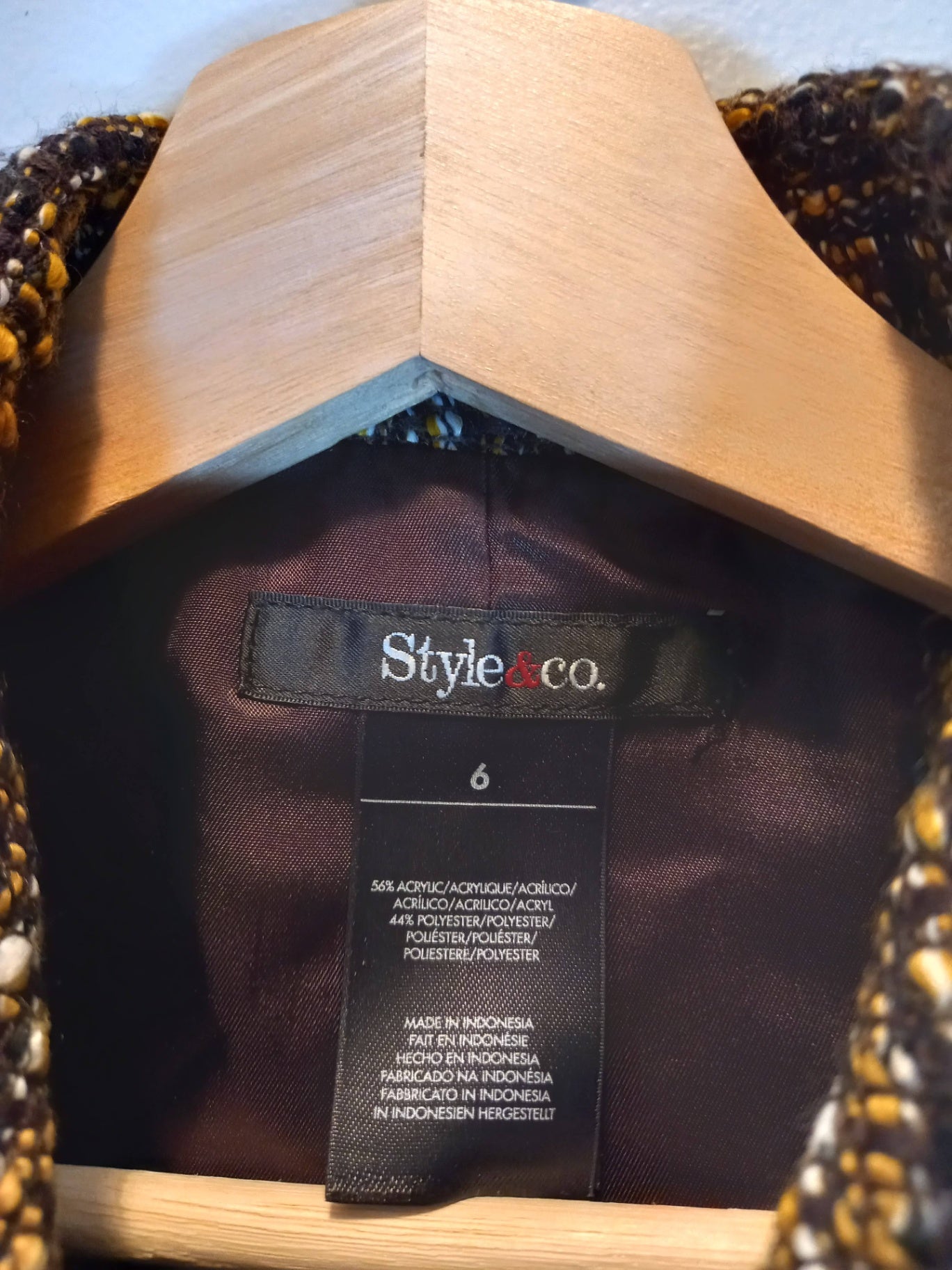 Style & Co Multi Colour Brown Jacket Sz 6
