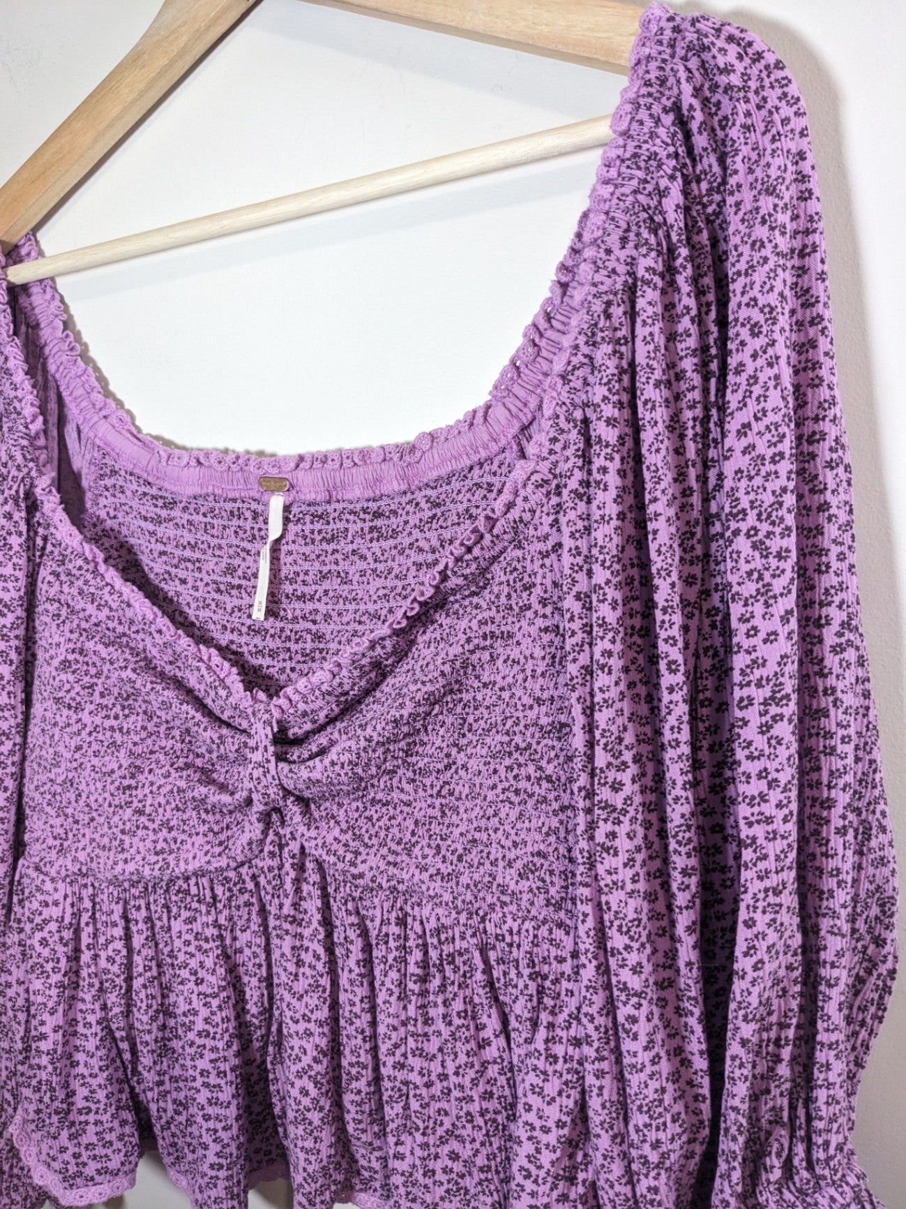 Free People Purple Floral Blouse - Medium