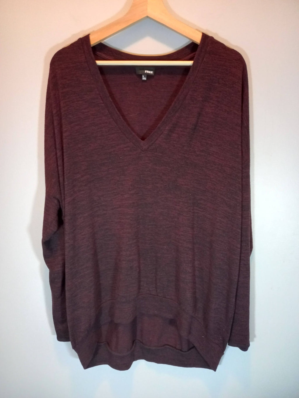 Wilfred Free Maroon Heathered Long Sleeve Shirt Sz L