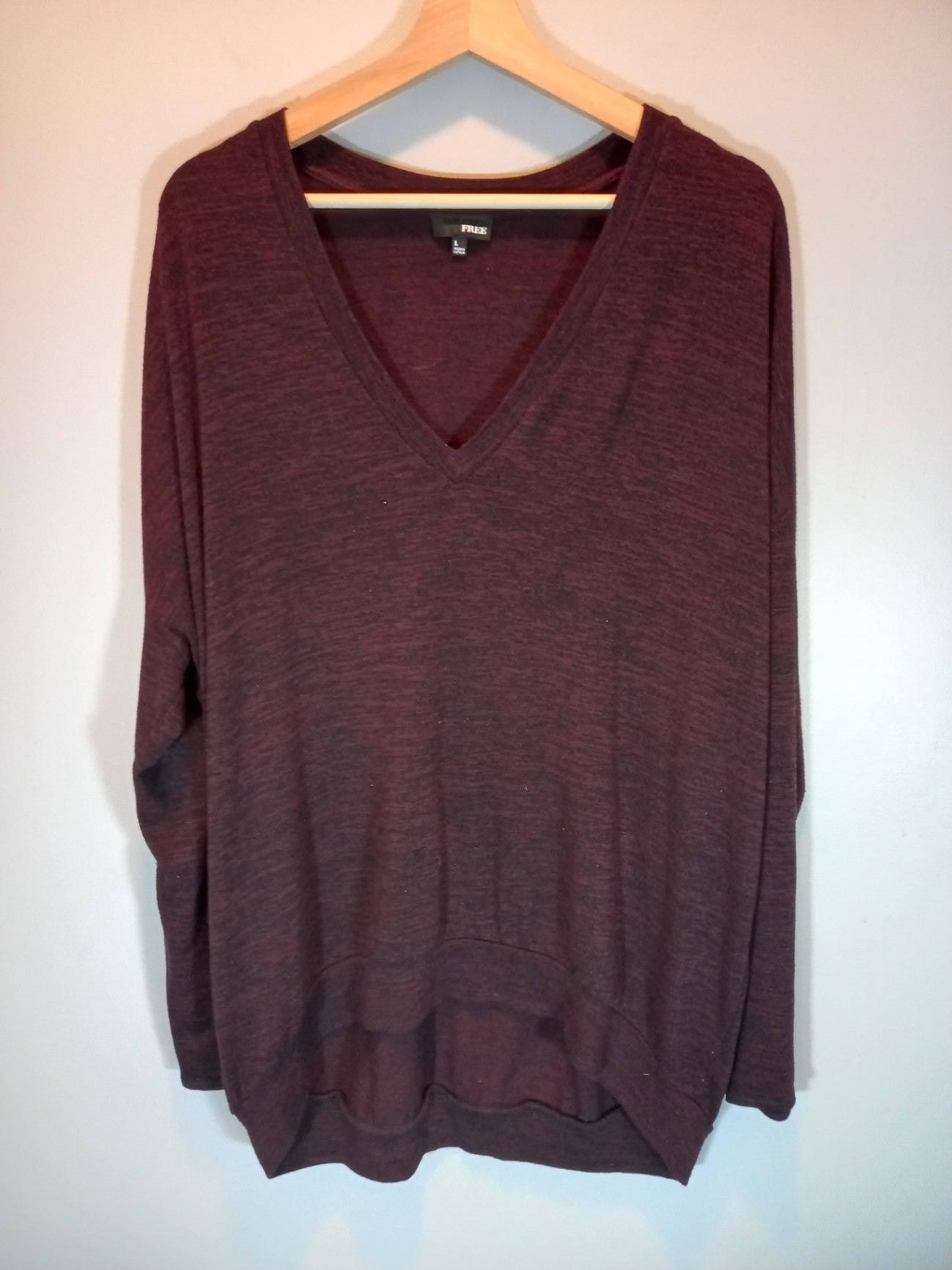 Wilfred Free Maroon Heathered Long Sleeve Shirt Sz L