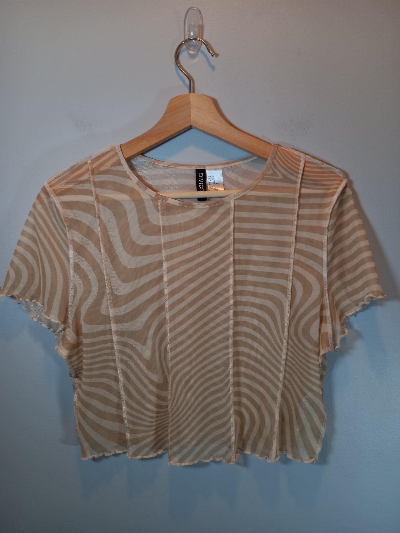 Dividend Sheer Crop Top Blouse Sz XL