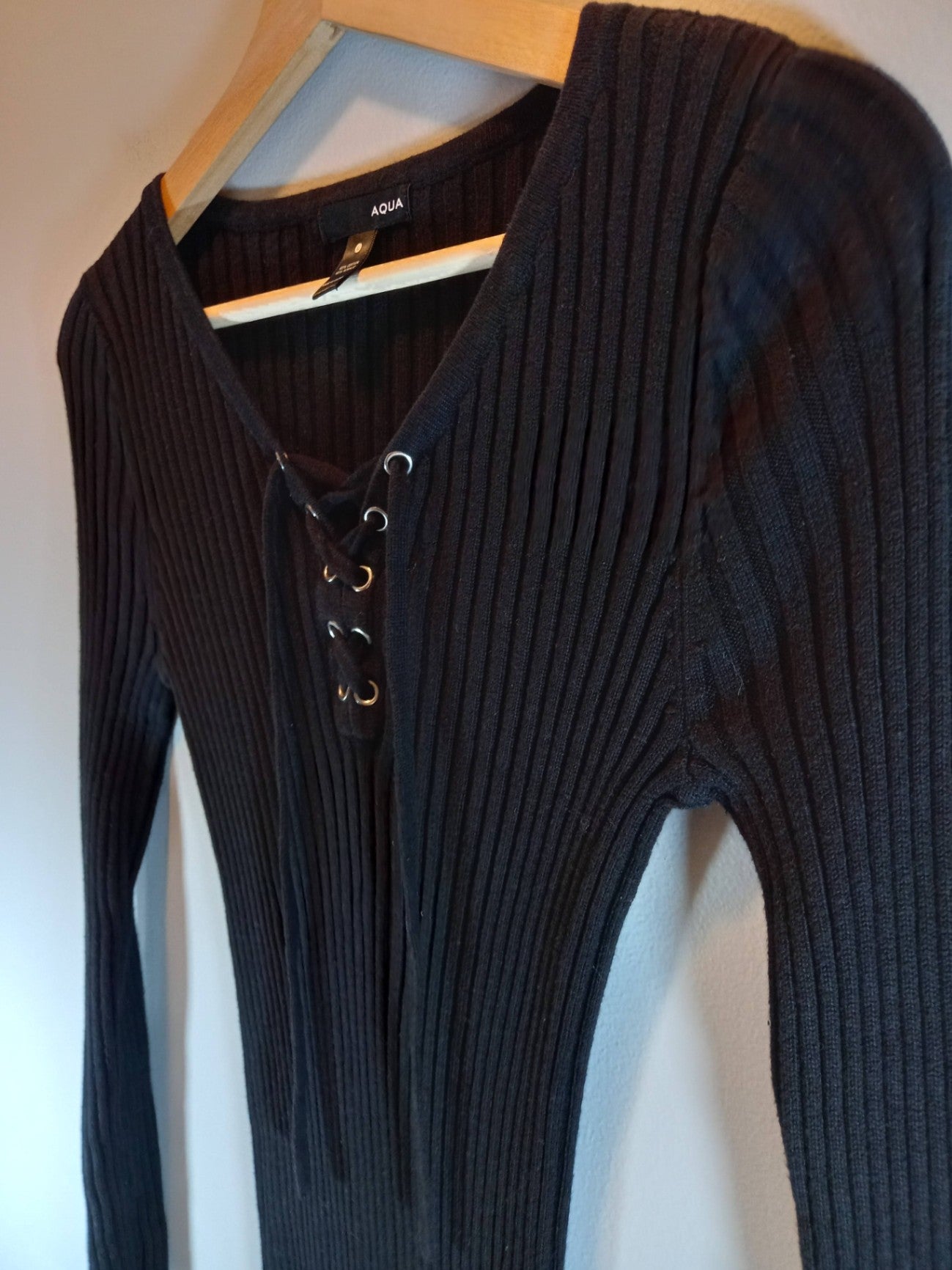 Aqua Black Sweater Dress Sz L