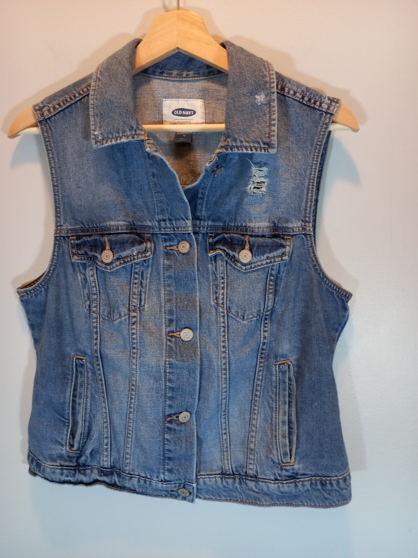 Old Navy Jean Distressed Vest Sz M