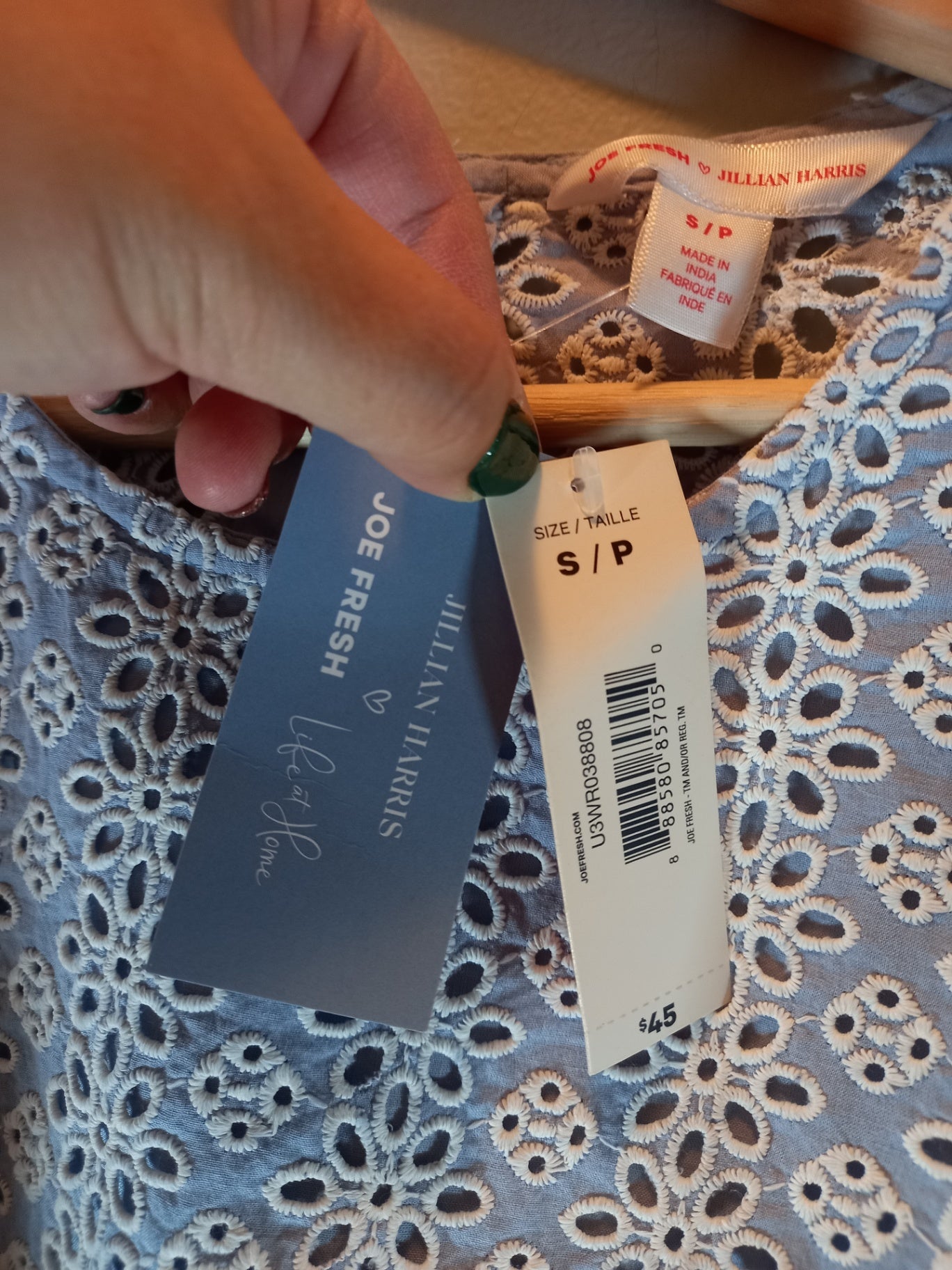 NWT Joe Fresh Blue & White Blouse Sz S