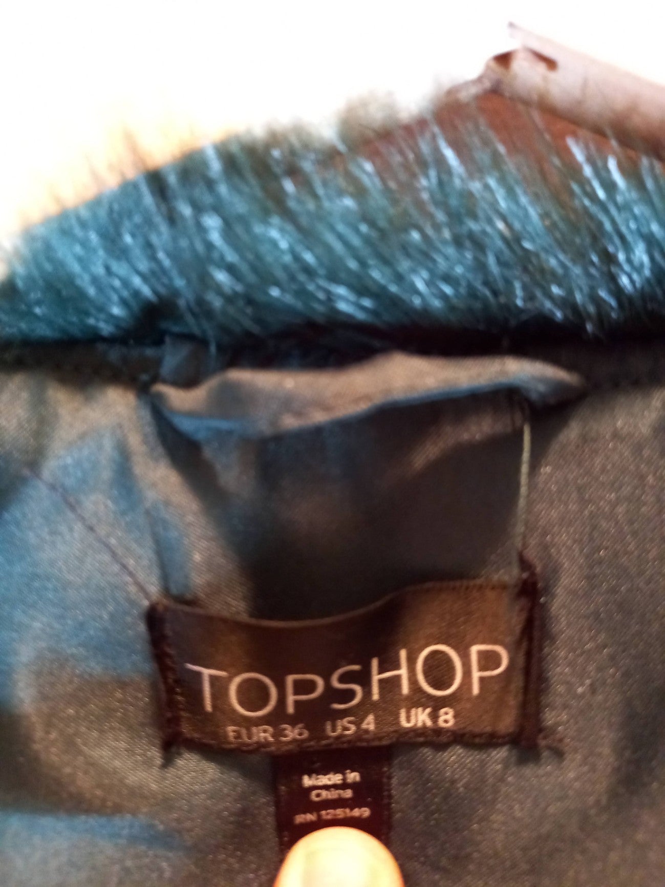 Top Shop Green Faux Fur Vest Sz 4