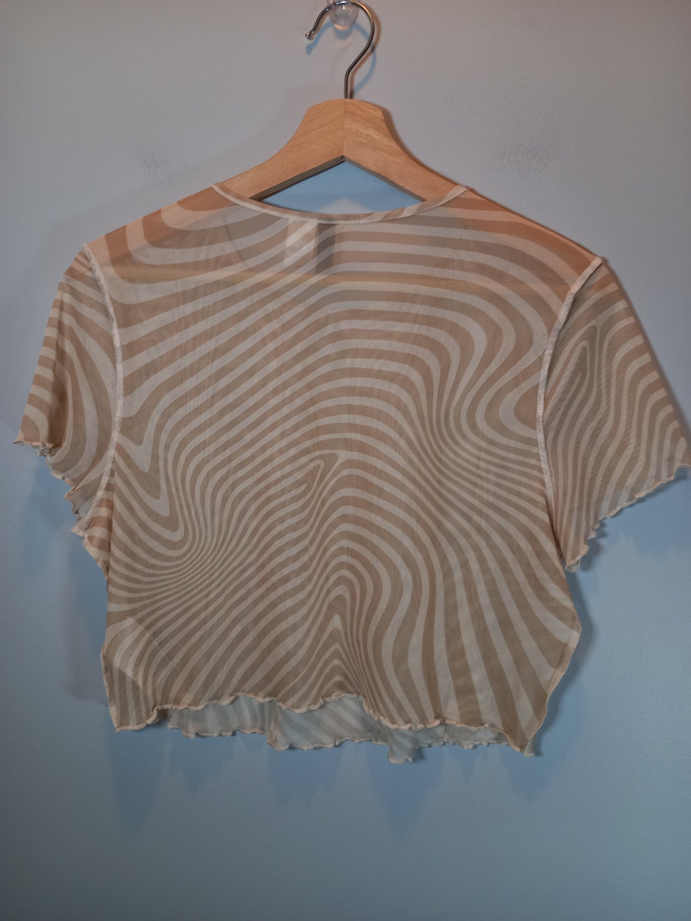 Dividend Sheer Crop Top Blouse Sz XL