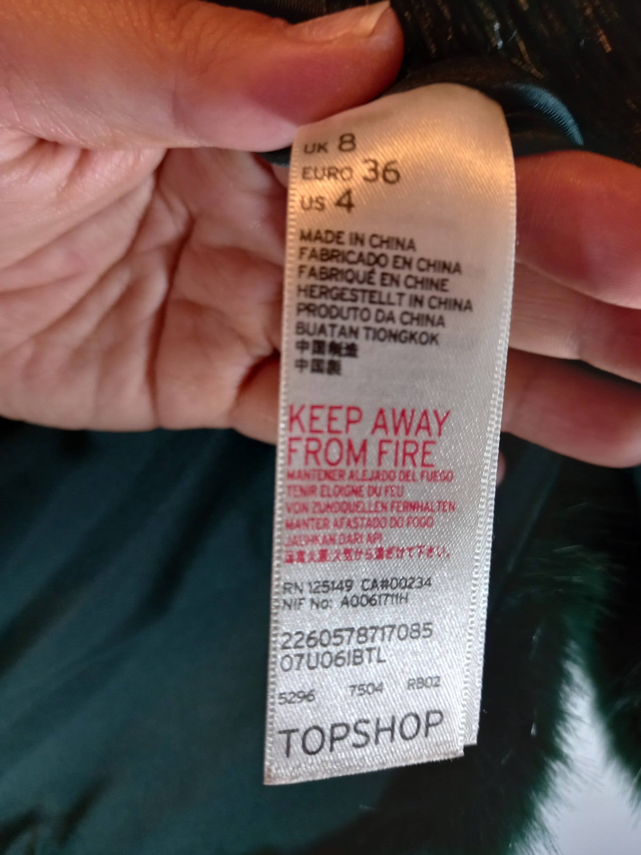 Top Shop Green Faux Fur Vest Sz 4