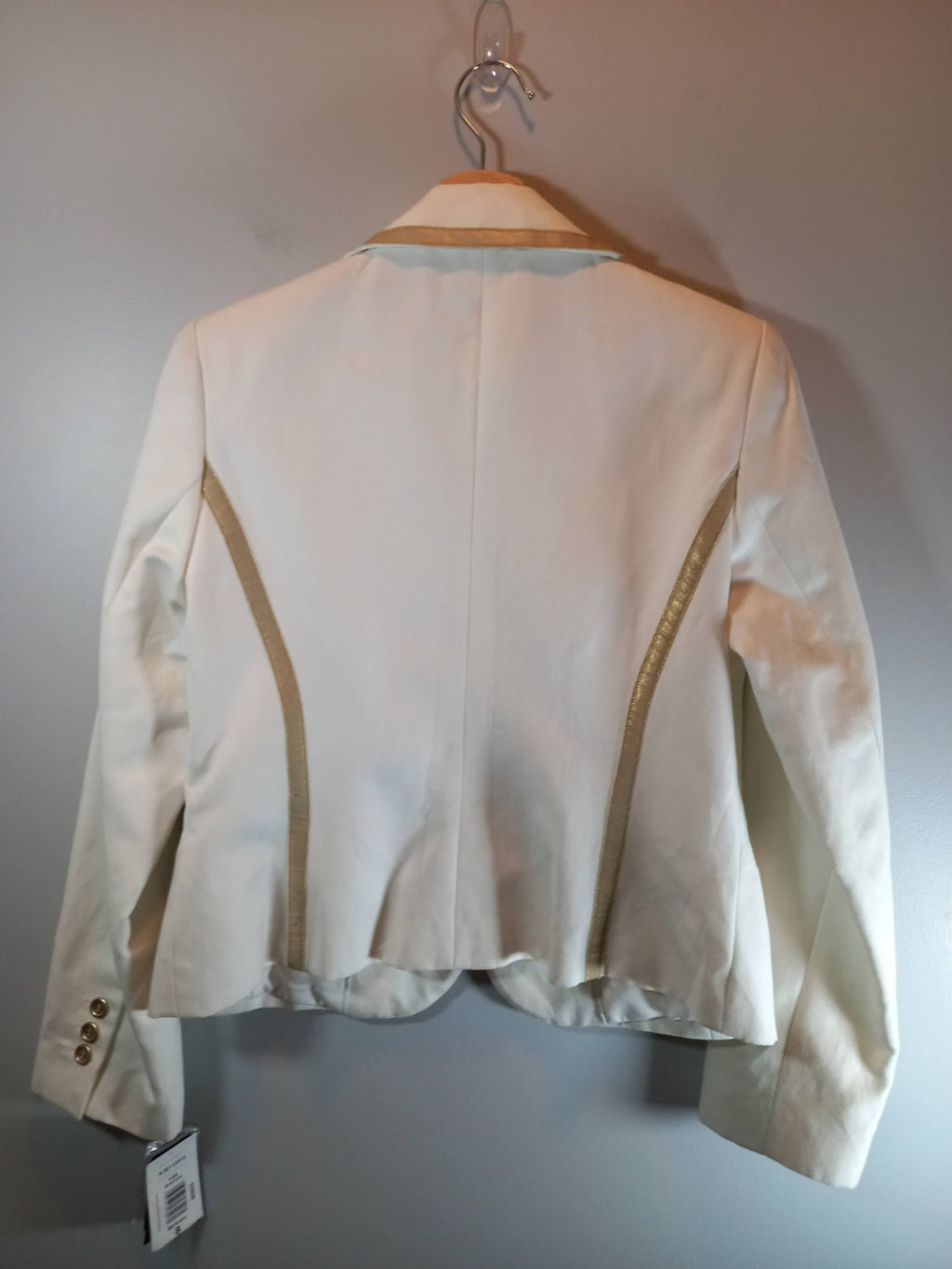 NWT Bianca Nygard White & Gold Linen Blazer Sz 8