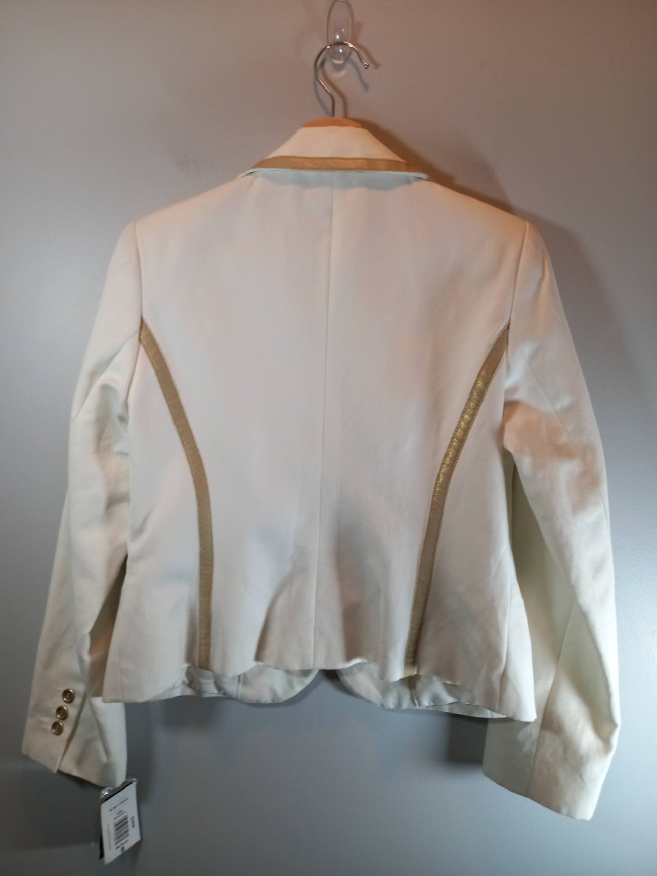 NWT Bianca Nygard White & Gold Linen Blazer Sz 8