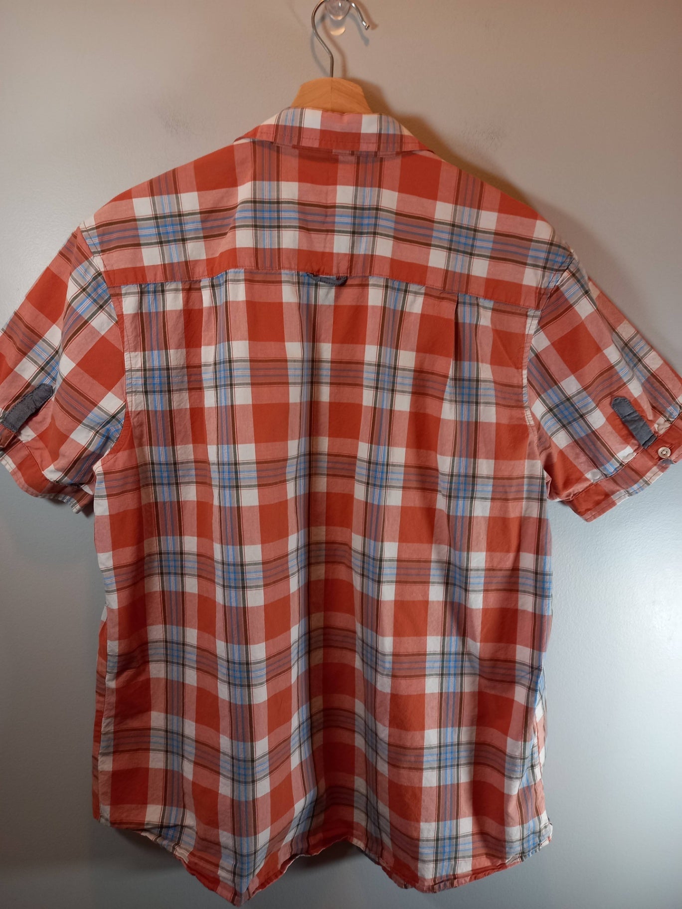 George Men's Orange Plaid Shirt Sz L
