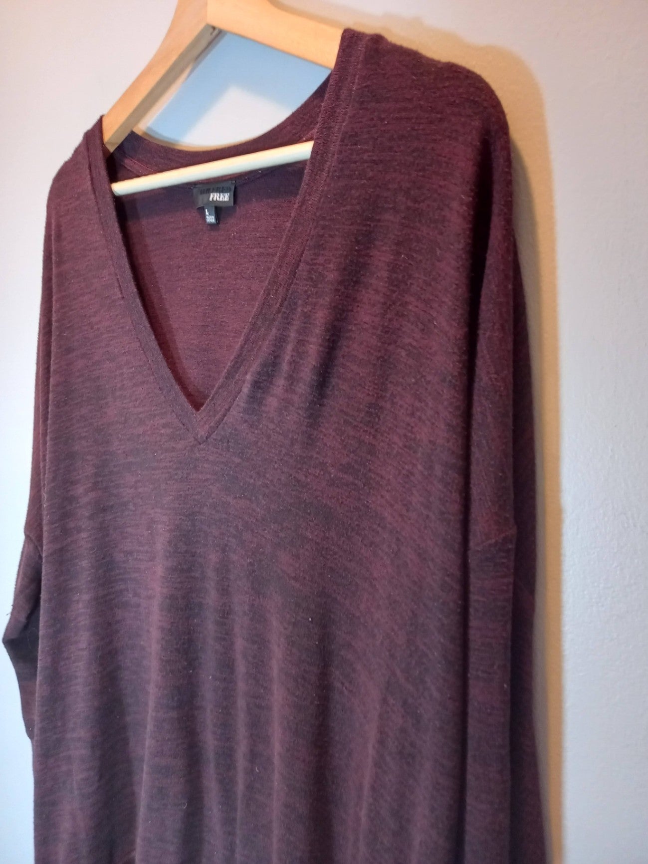 Wilfred Free Maroon Heathered Long Sleeve Shirt Sz L