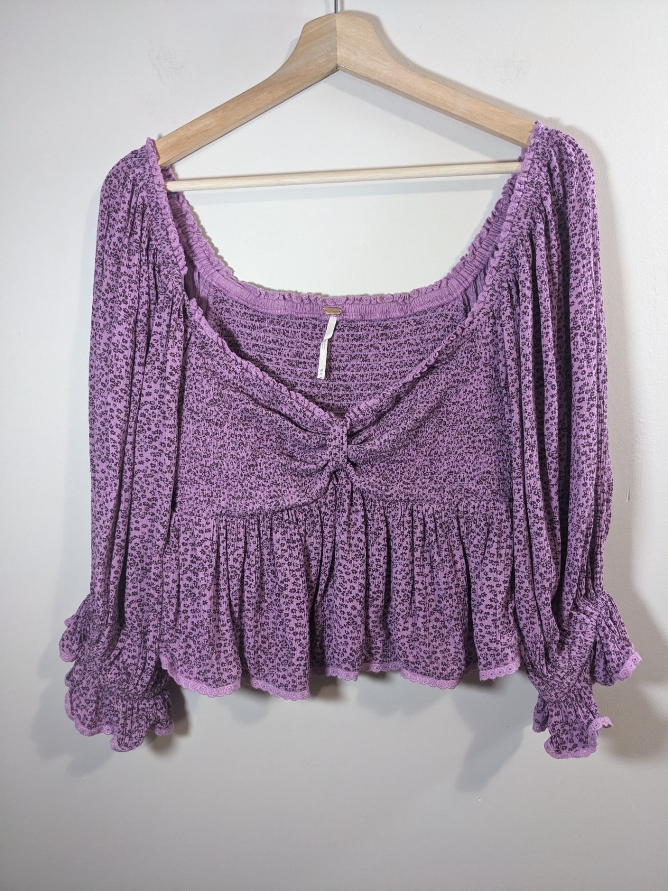 Free People Purple Floral Blouse - Medium