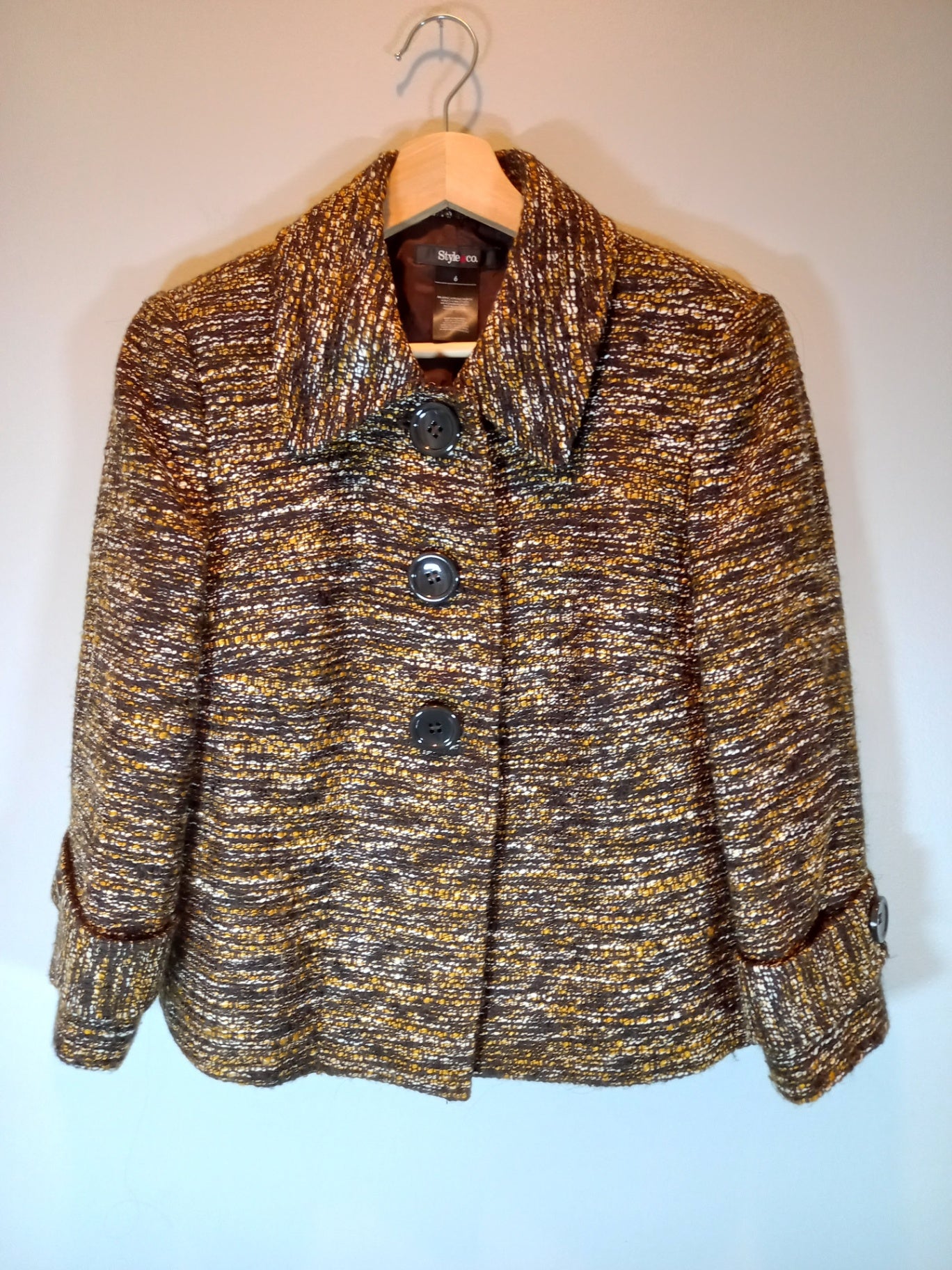 Style & Co Multi Colour Brown Jacket Sz 6