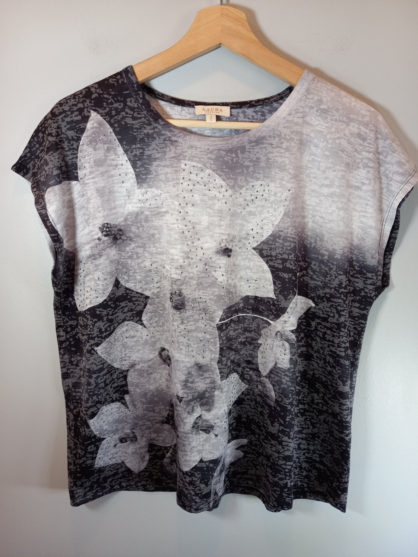 Laura Petites White Floral Blouse - Large