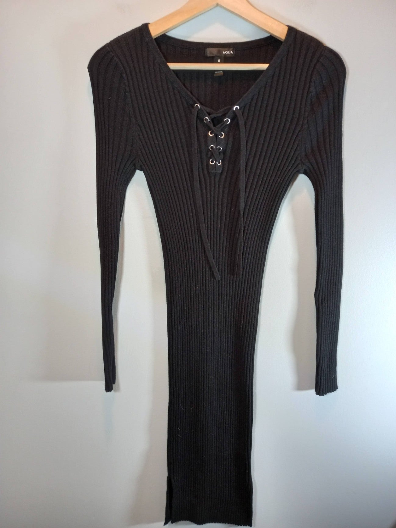 Aqua Black Sweater Dress Sz L