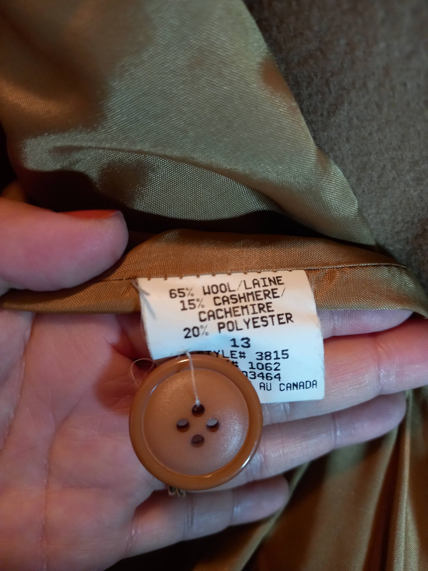 Emblem Camel Wool Cashmere Coat Sz 13