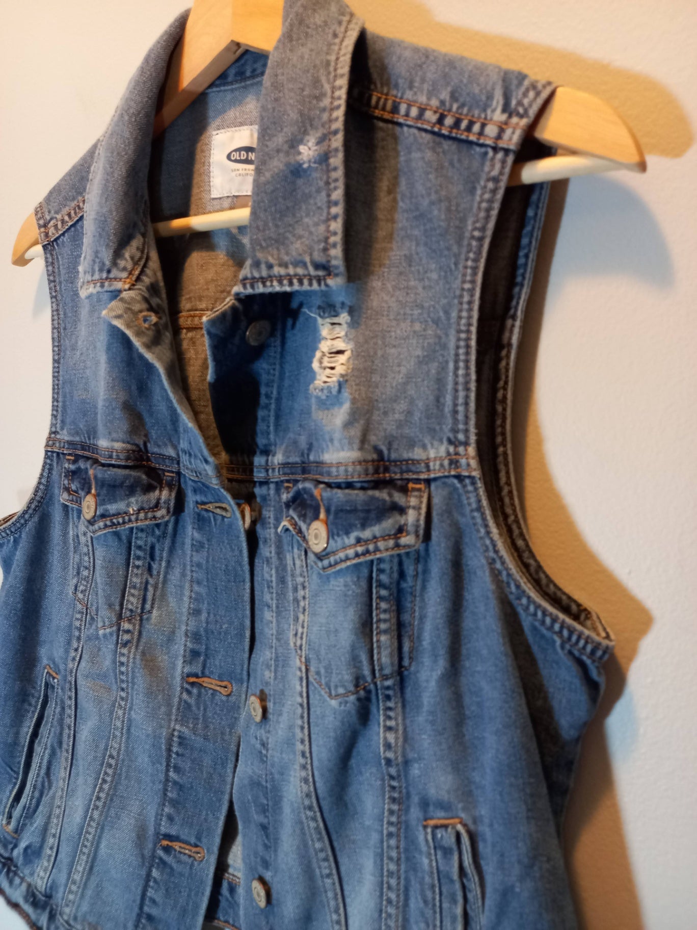 Old Navy Jean Distressed Vest Sz M