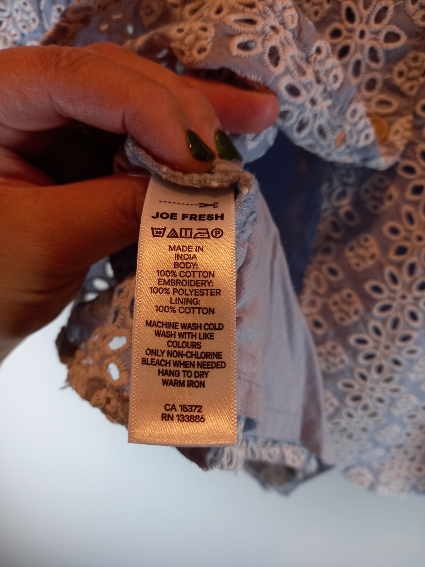 NWT Joe Fresh Blue & White Blouse Sz S