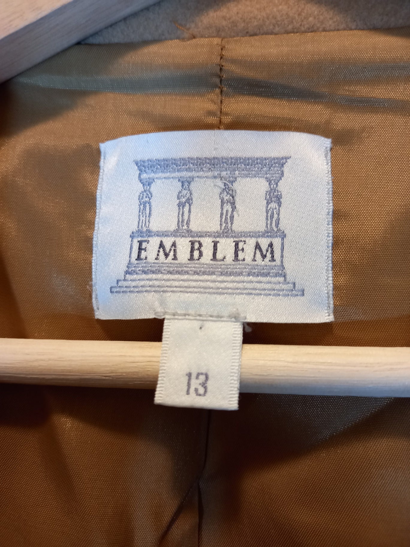Emblem Camel Wool Cashmere Coat Sz 13