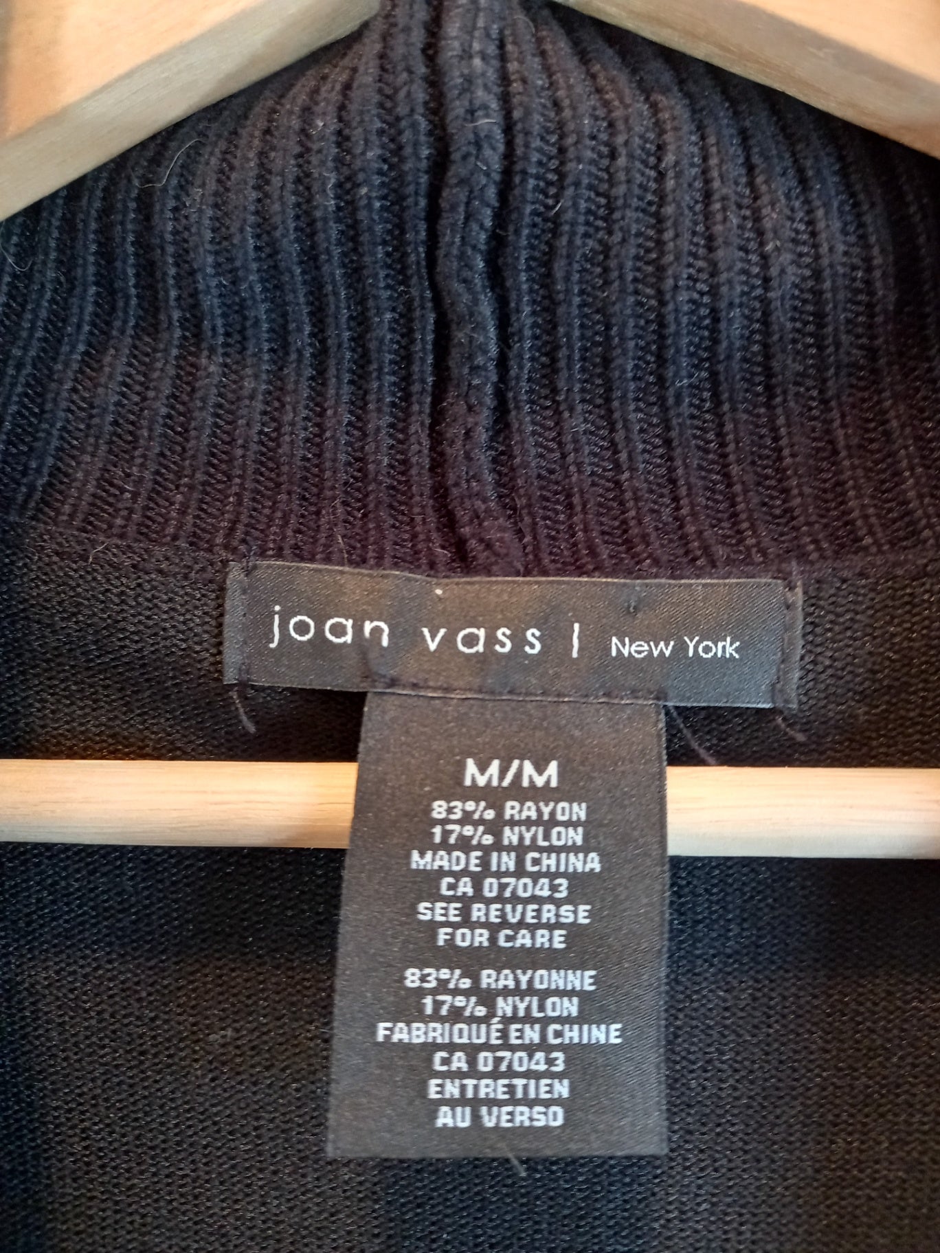 Joan Vass Black Cardigan - Medium