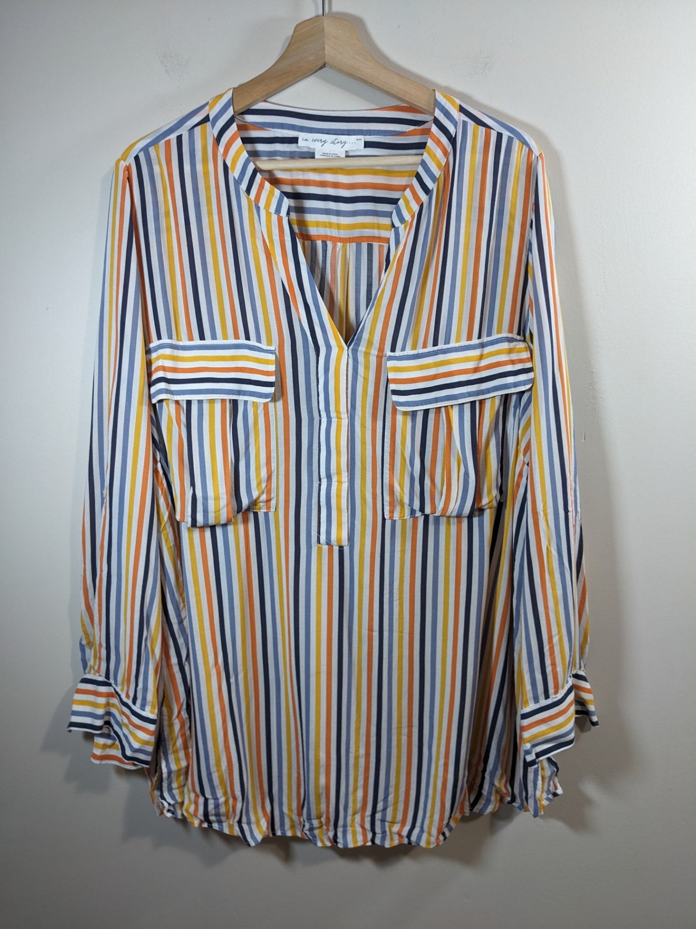 In Every Story Striped Long-sleeve Blouse - appears to be XL