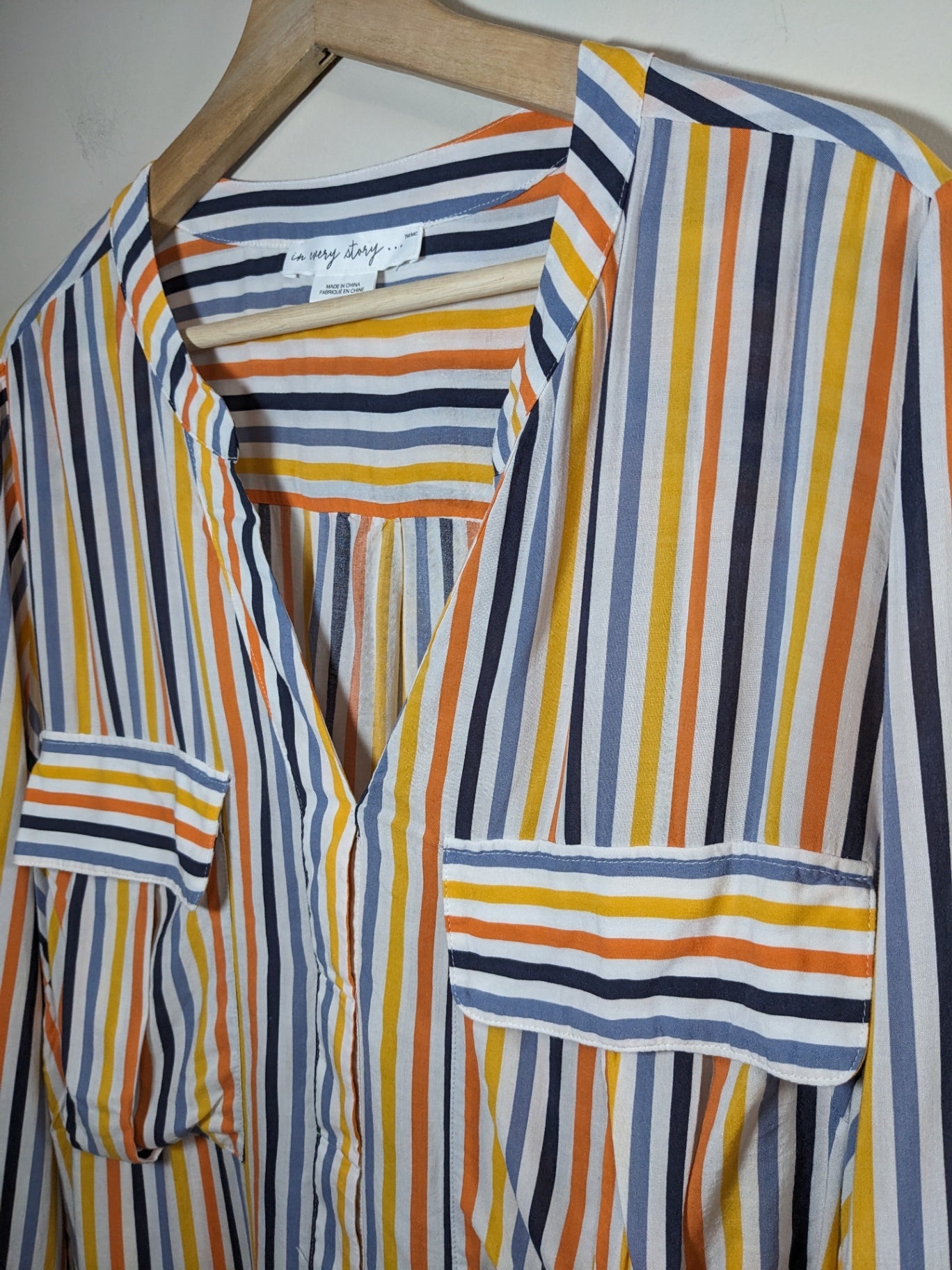 In Every Story Striped Long-sleeve Blouse - appears to be XL