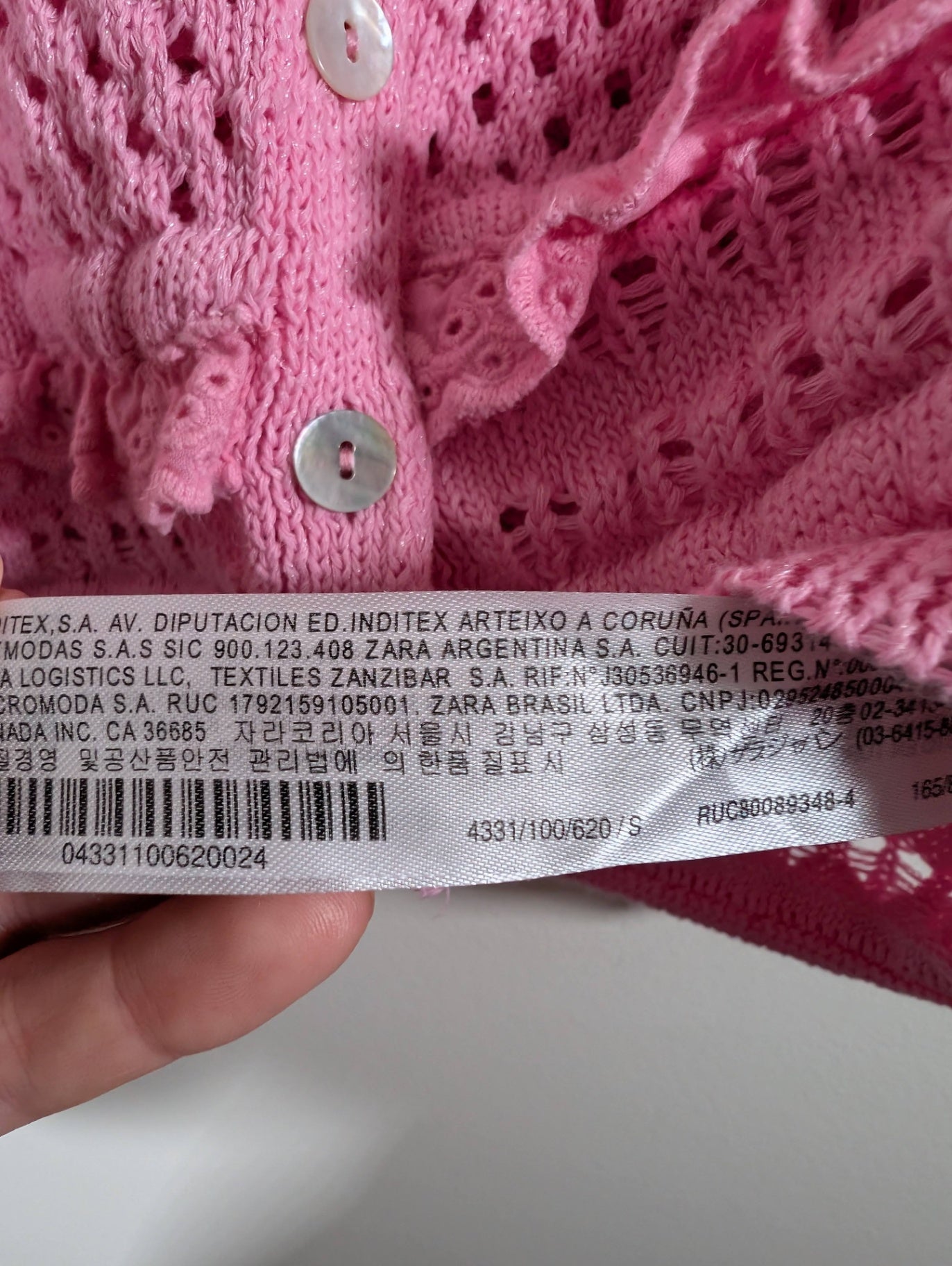 Zara pink crochet-style crop cardigan - Appears small
