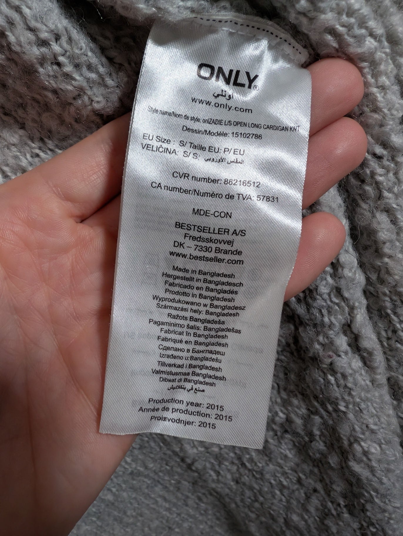 ONLY grey long cardigan - Small