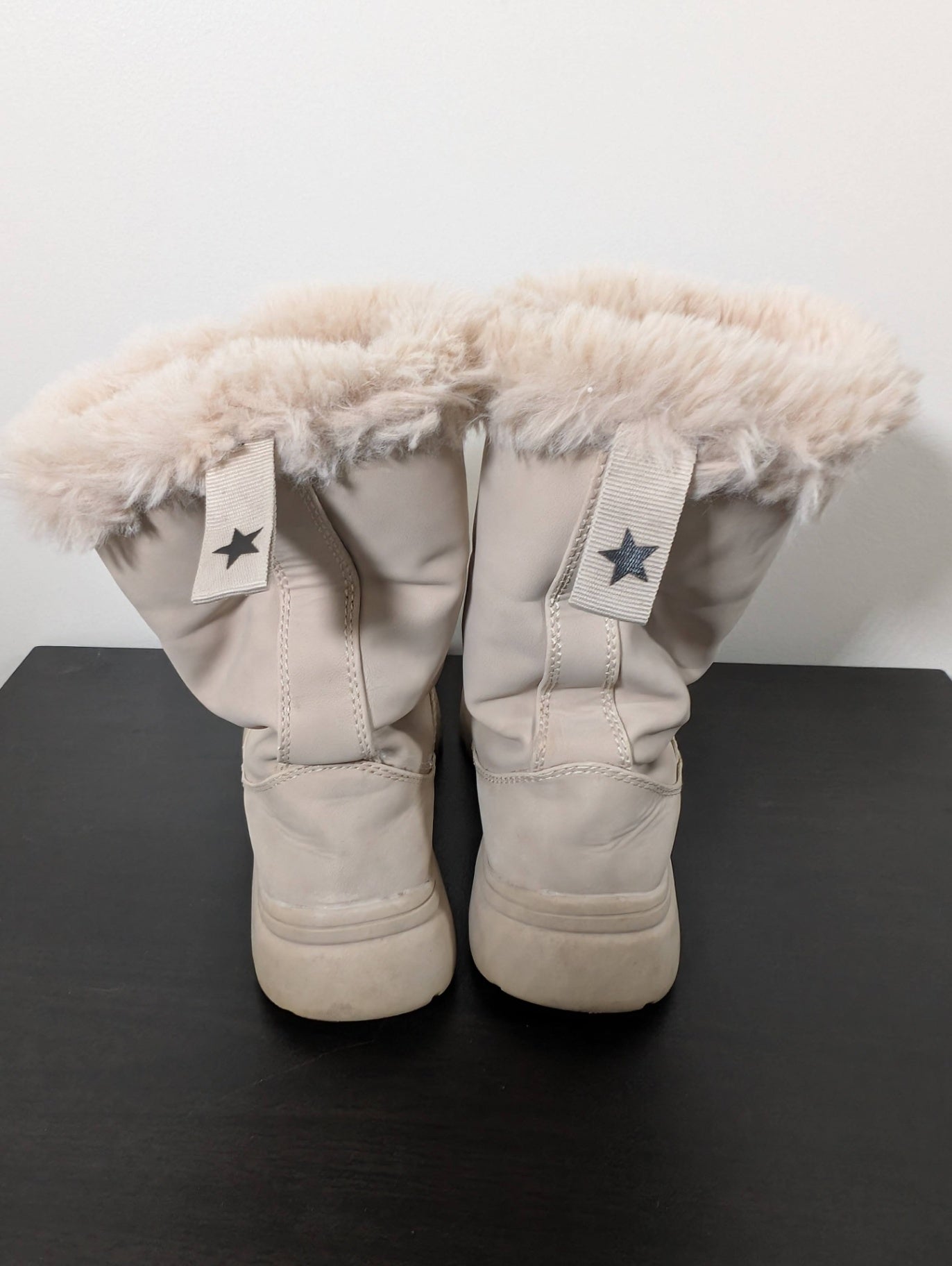 ZARA beige boots with faux fur- SZ 35