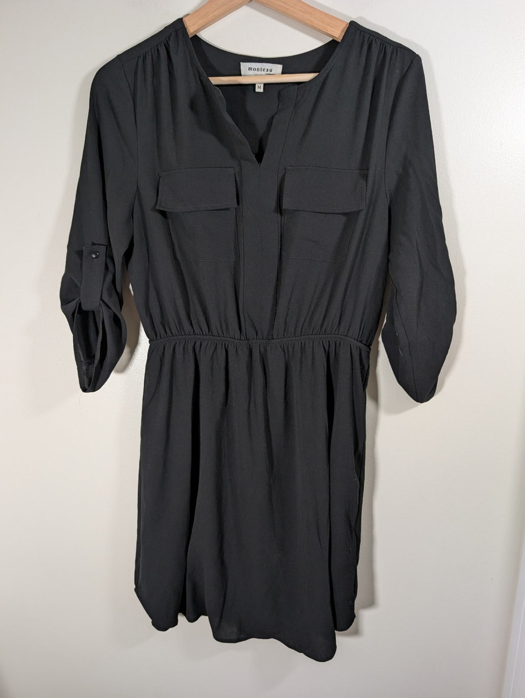 Monteau long-sleeve black dress - Medium