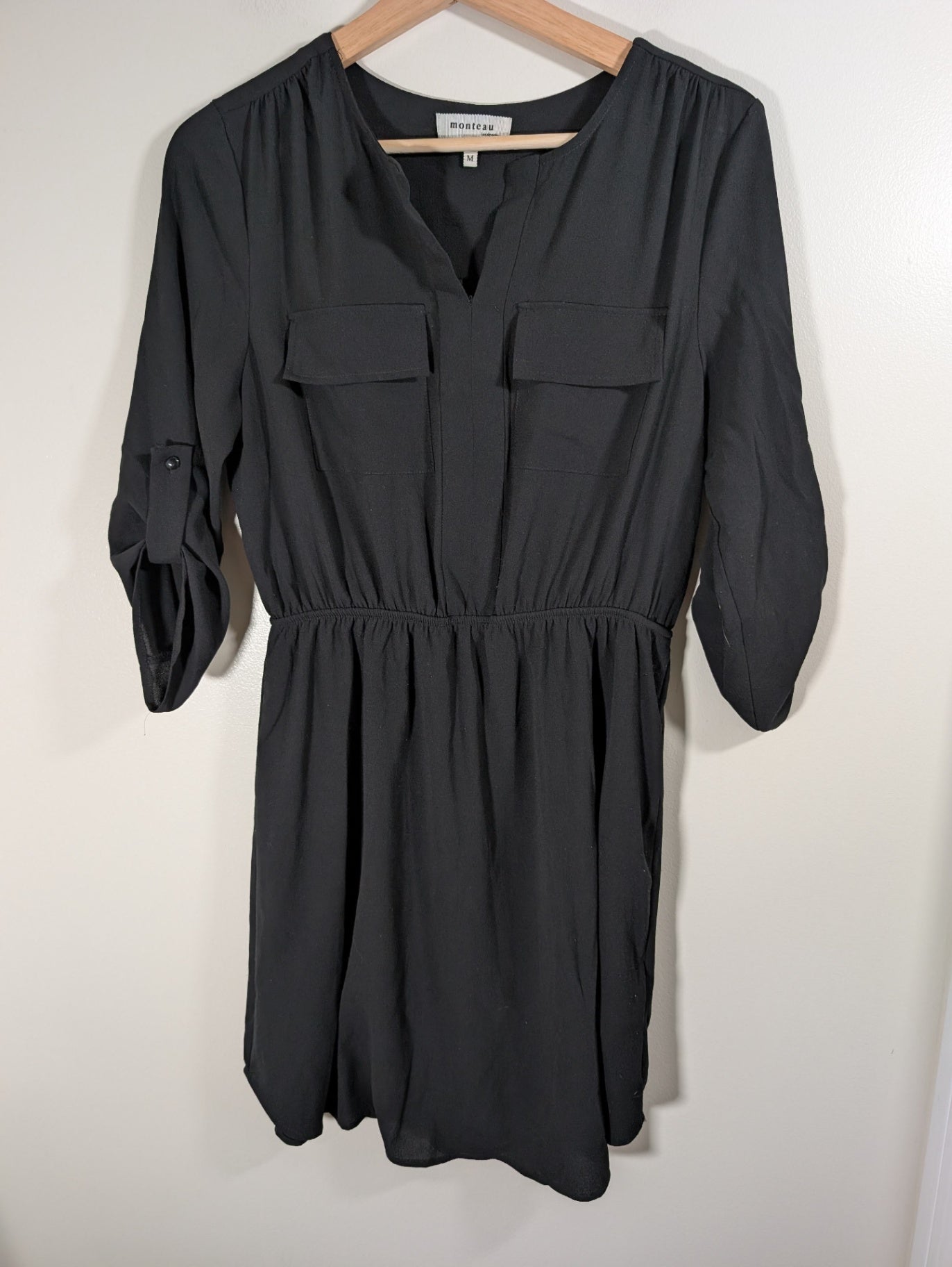 Monteau long-sleeve black dress - Medium