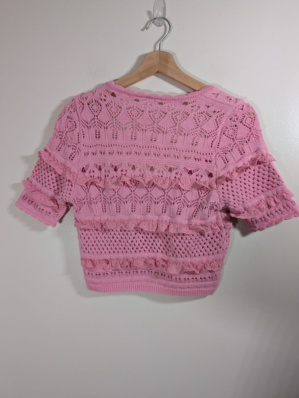 Zara pink crochet-style crop cardigan - Appears small