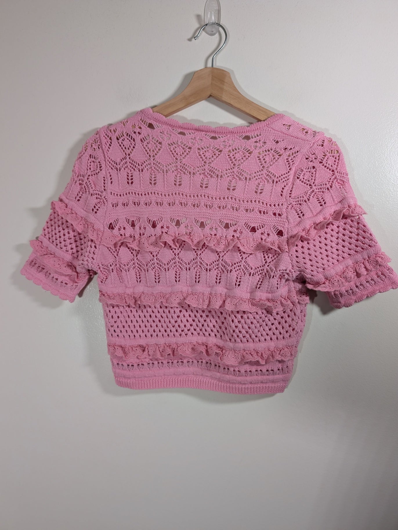 Zara pink crochet-style crop cardigan - Appears small