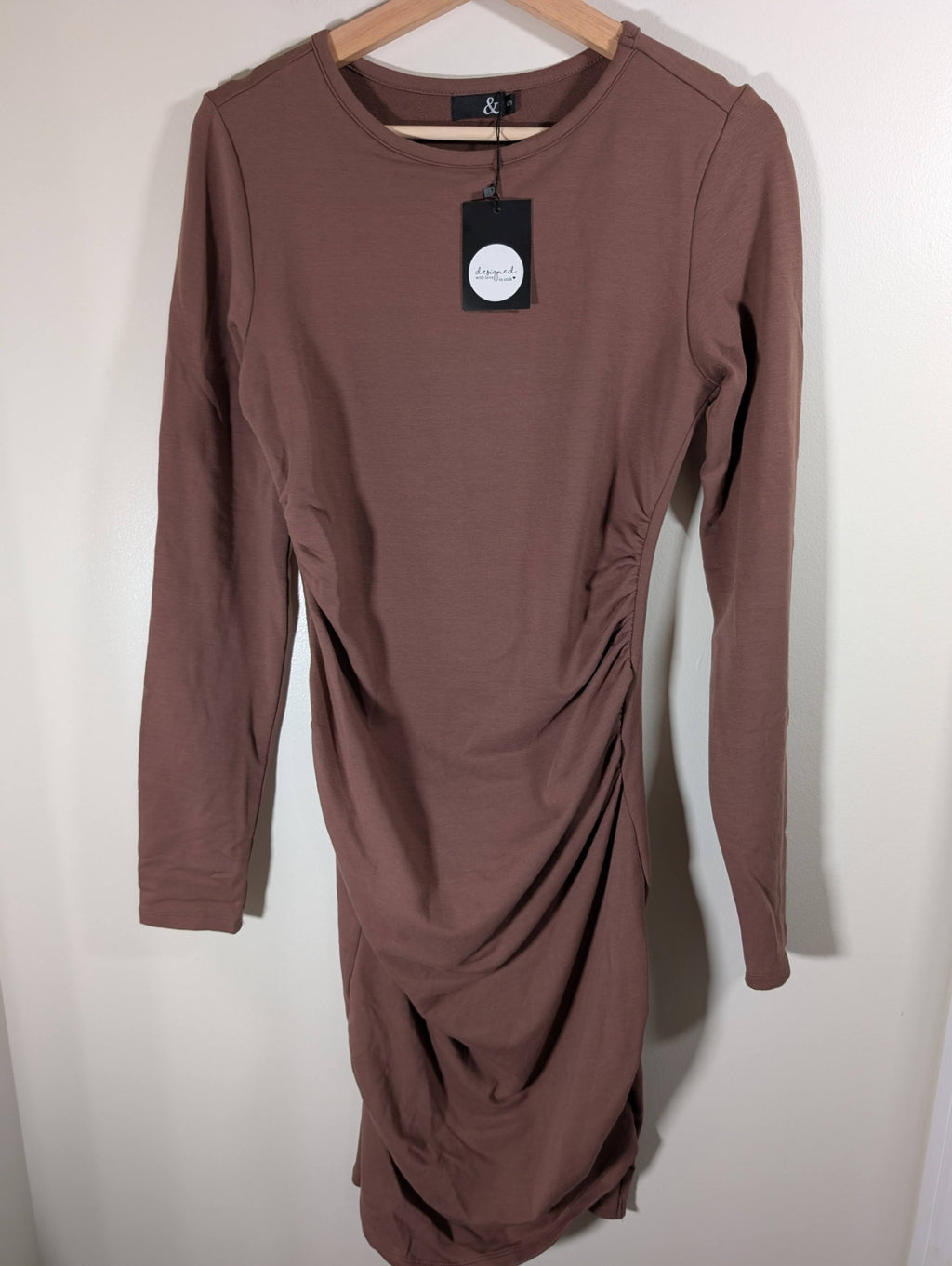 Ampersand Avenue brown ruched dress- Small